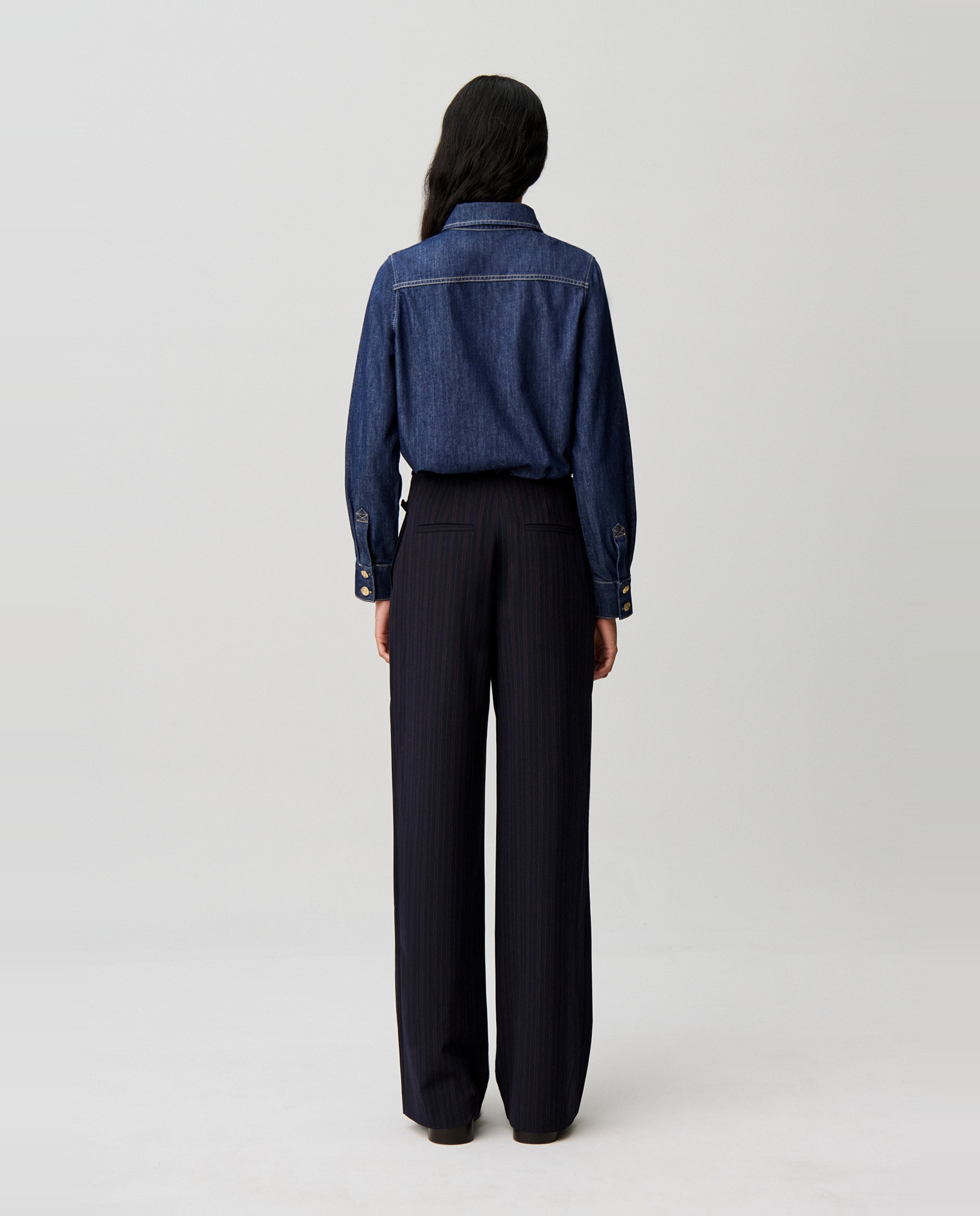 Pantalón recto de mujer a rayas con cinturón - Claudie Pierlot - Multicolor Multicolor-3