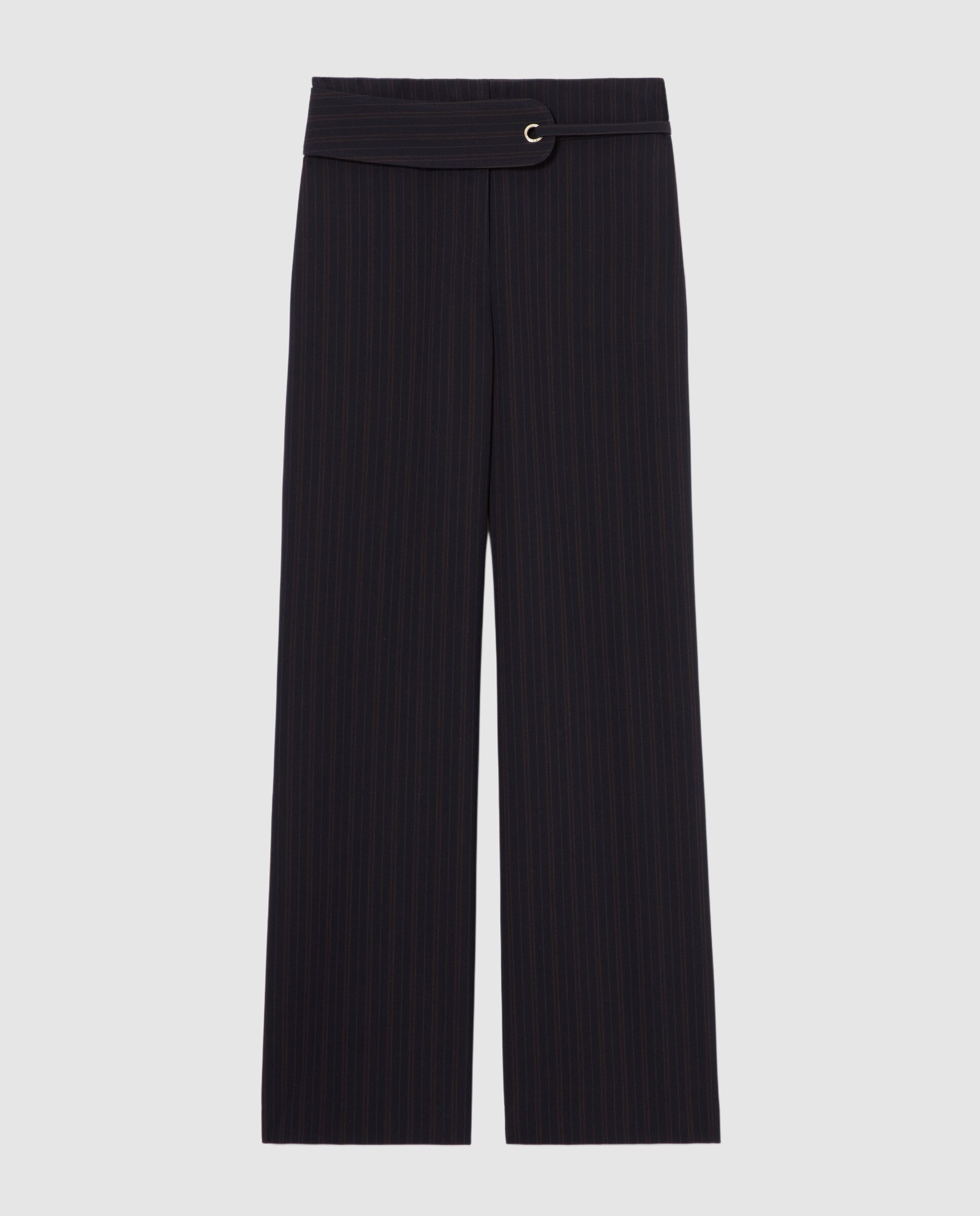 Pantalón recto de mujer a rayas con cinturón - Claudie Pierlot - Multicolor Multicolor-6