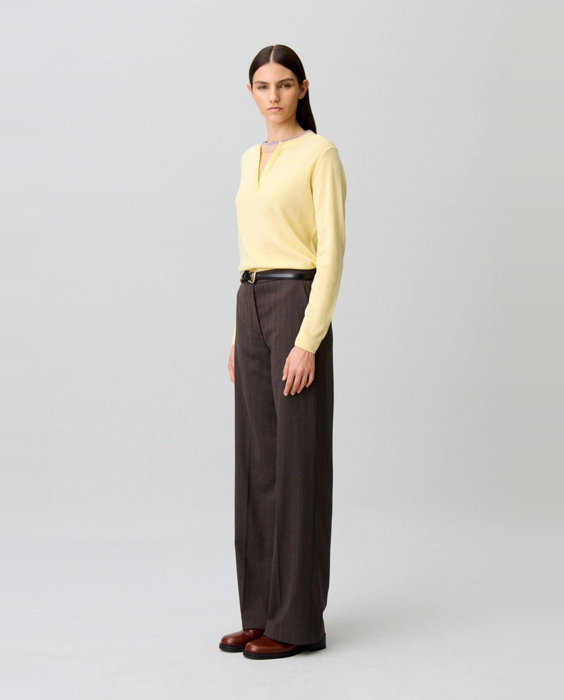 Pantalones rectos de mujer a rayas de punto con mezcla de lana - Claudie Pierlot - Multicolor Multicolor-4
