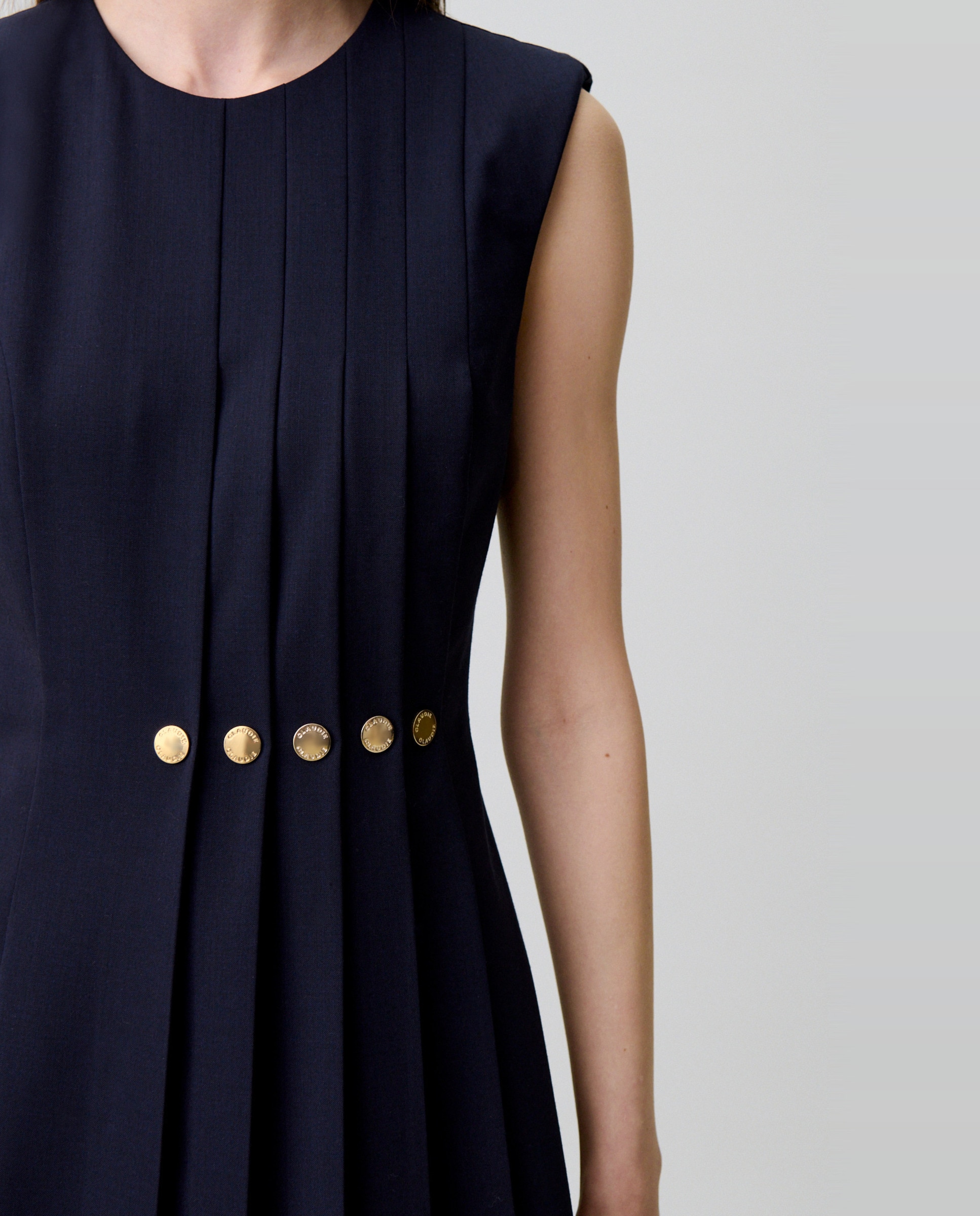 Vestido corto de punto entallado - Claudie Pierlot - Azul marino Azul marino-5