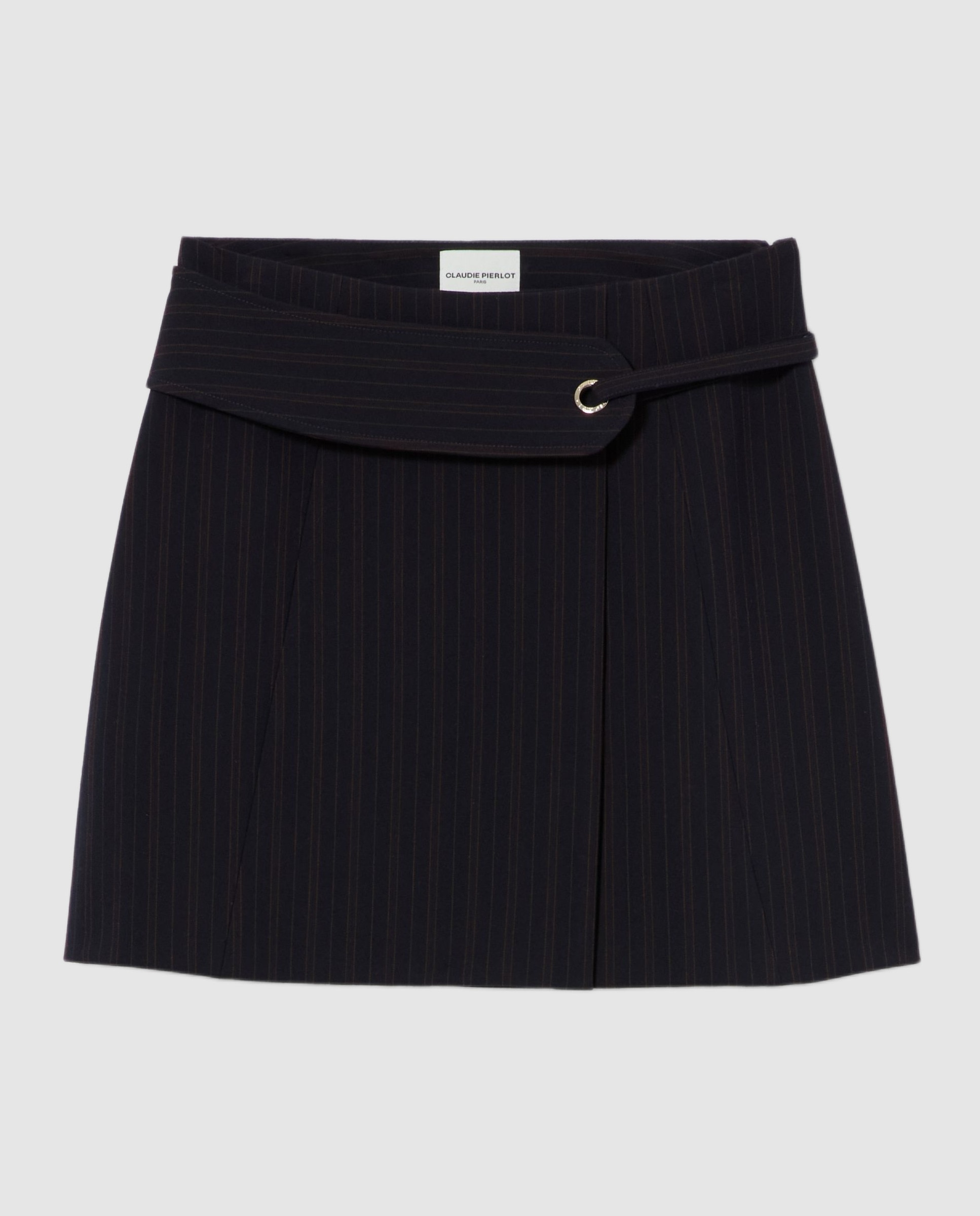 Falda corta de rayas cruzada con cinturón - Claudie Pierlot - Multicolor Multicolor-6