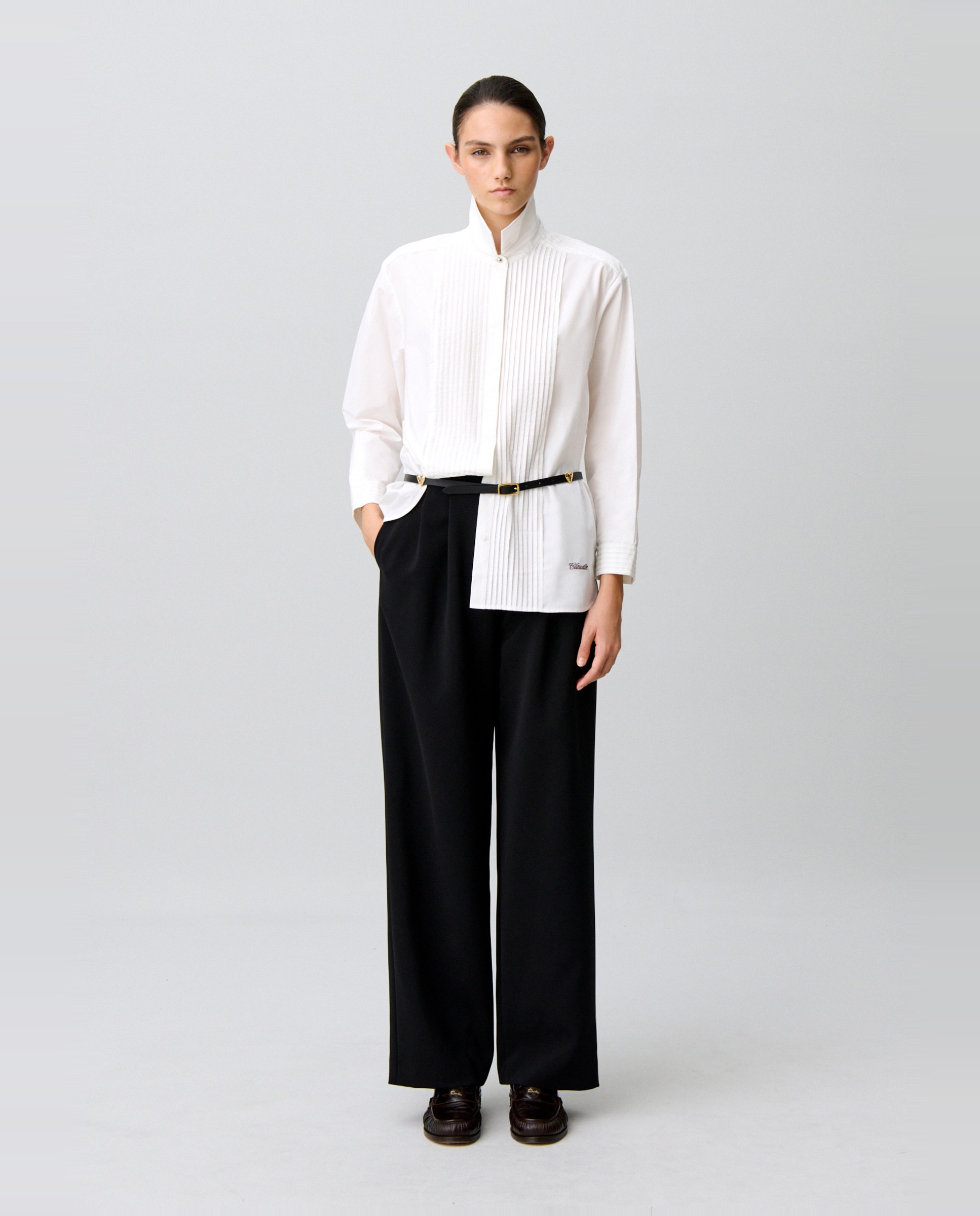 Pantalones sastre de mujer rectos y anchos - Claudie Pierlot - Negro Negro-1