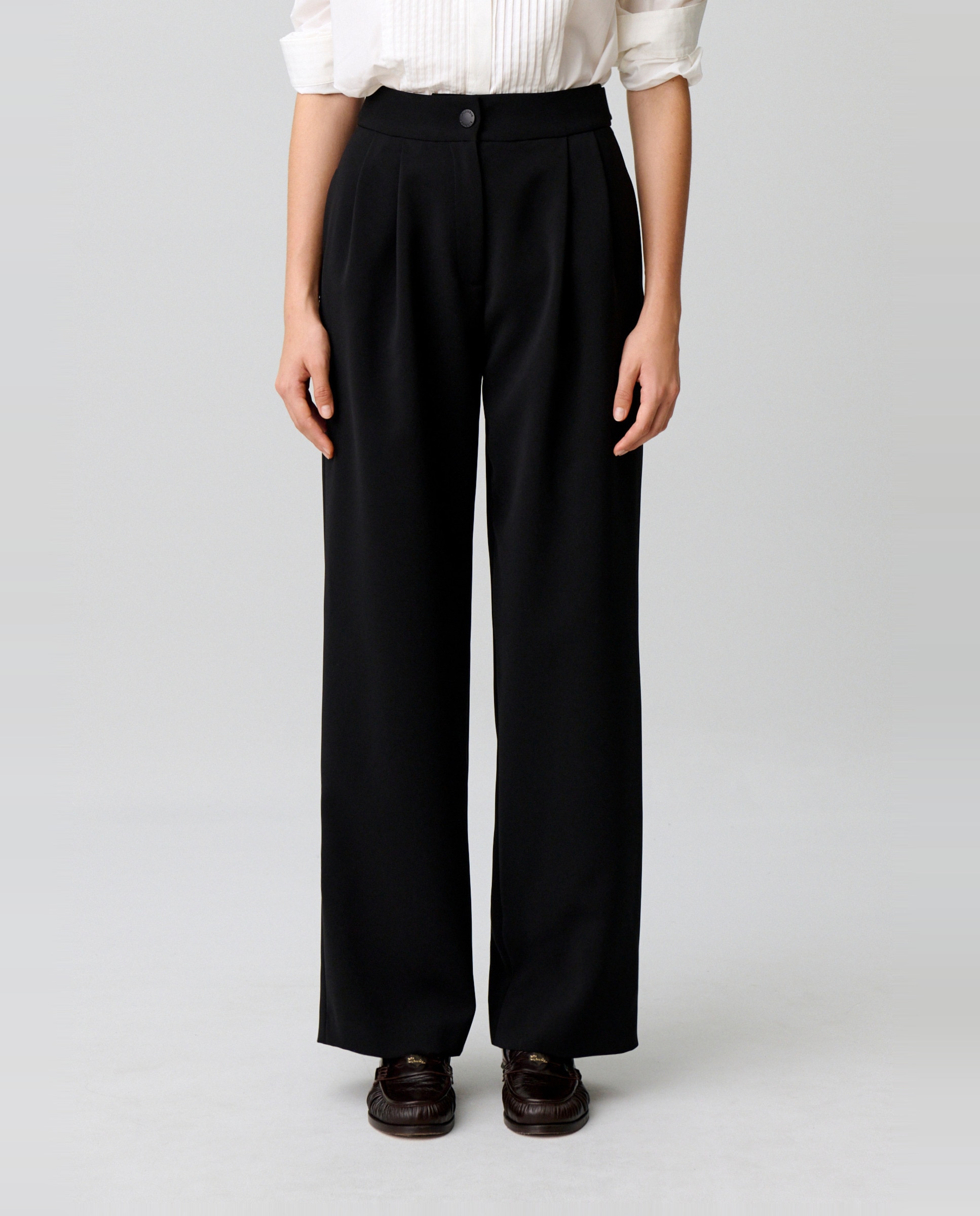 Pantalones sastre de mujer rectos y anchos - Claudie Pierlot - Negro Negro-2