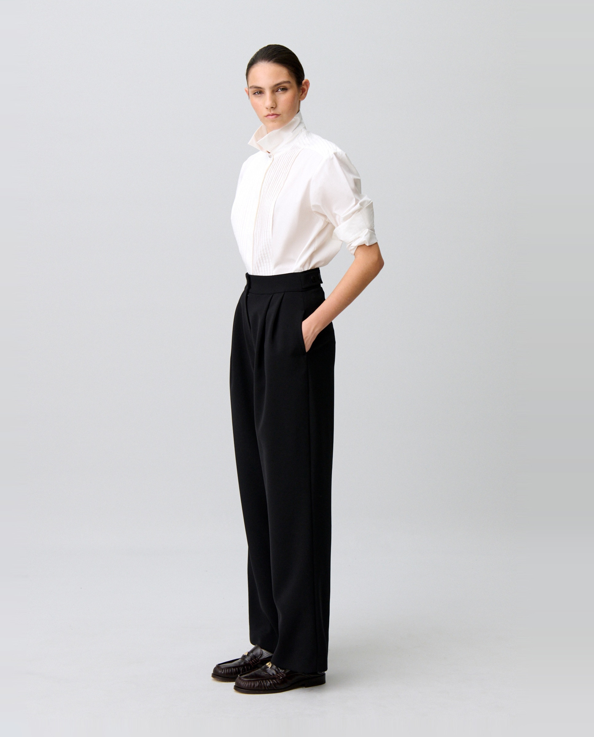 Pantalones sastre de mujer rectos y anchos - Claudie Pierlot - Negro Negro-4