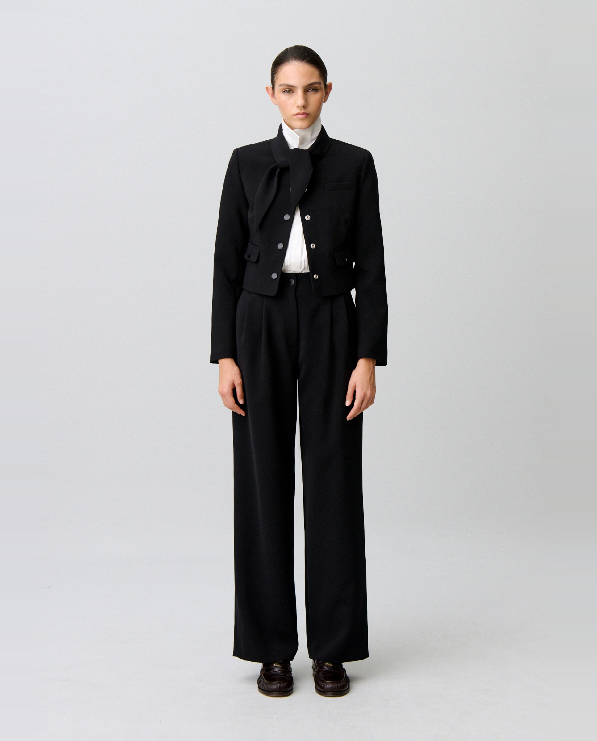 Pantalones sastre de mujer rectos y anchos - Claudie Pierlot - Negro Negro-6