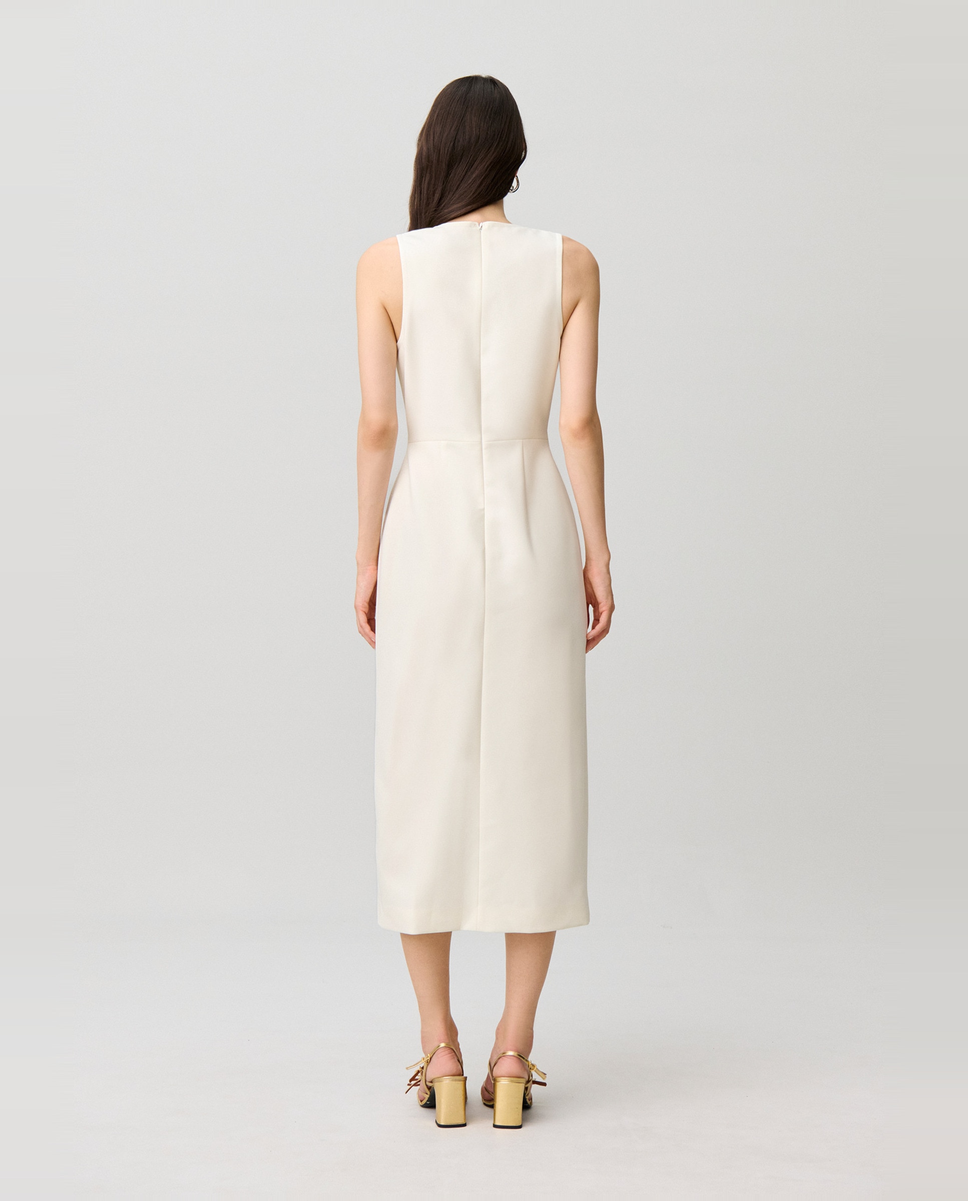 Vestido midi sin mangas con abertura en pierna - Claudie Pierlot - Blanco Blanco-3