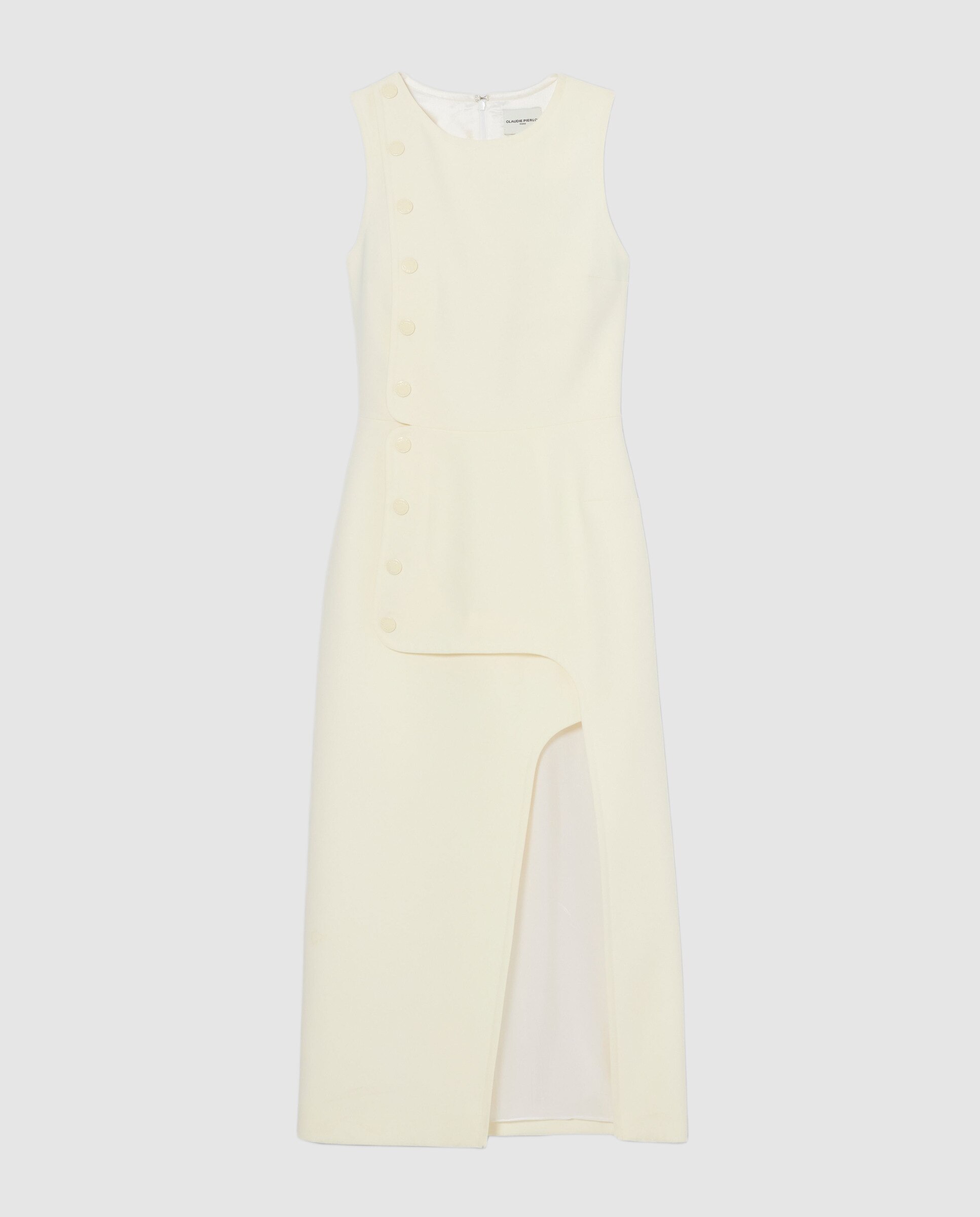 Vestido midi sin mangas con abertura en pierna - Claudie Pierlot - Blanco Blanco-5
