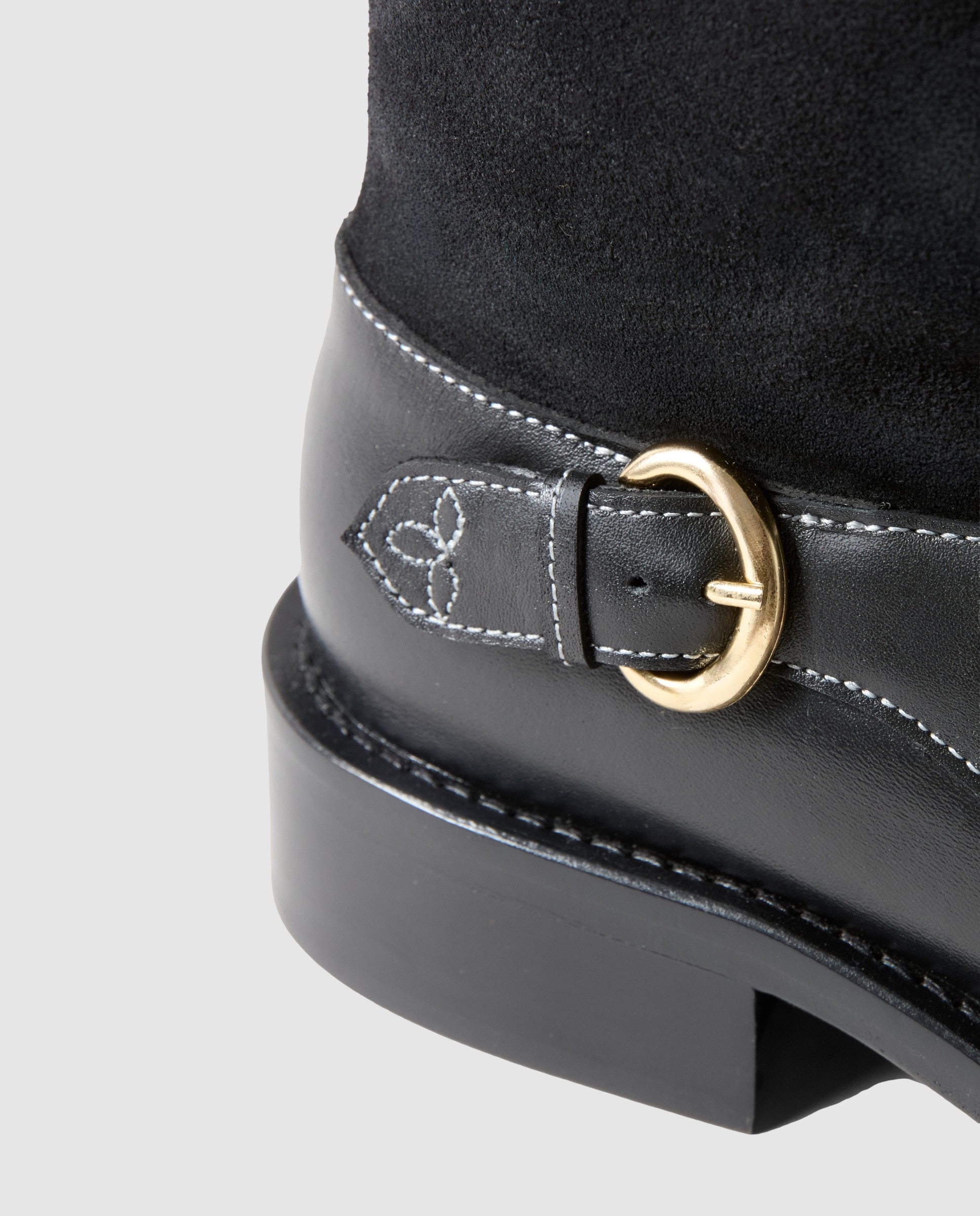 Botas de montar de mujer de media caña de piel y ante - Claudie Pierlot - Negro Negro-5