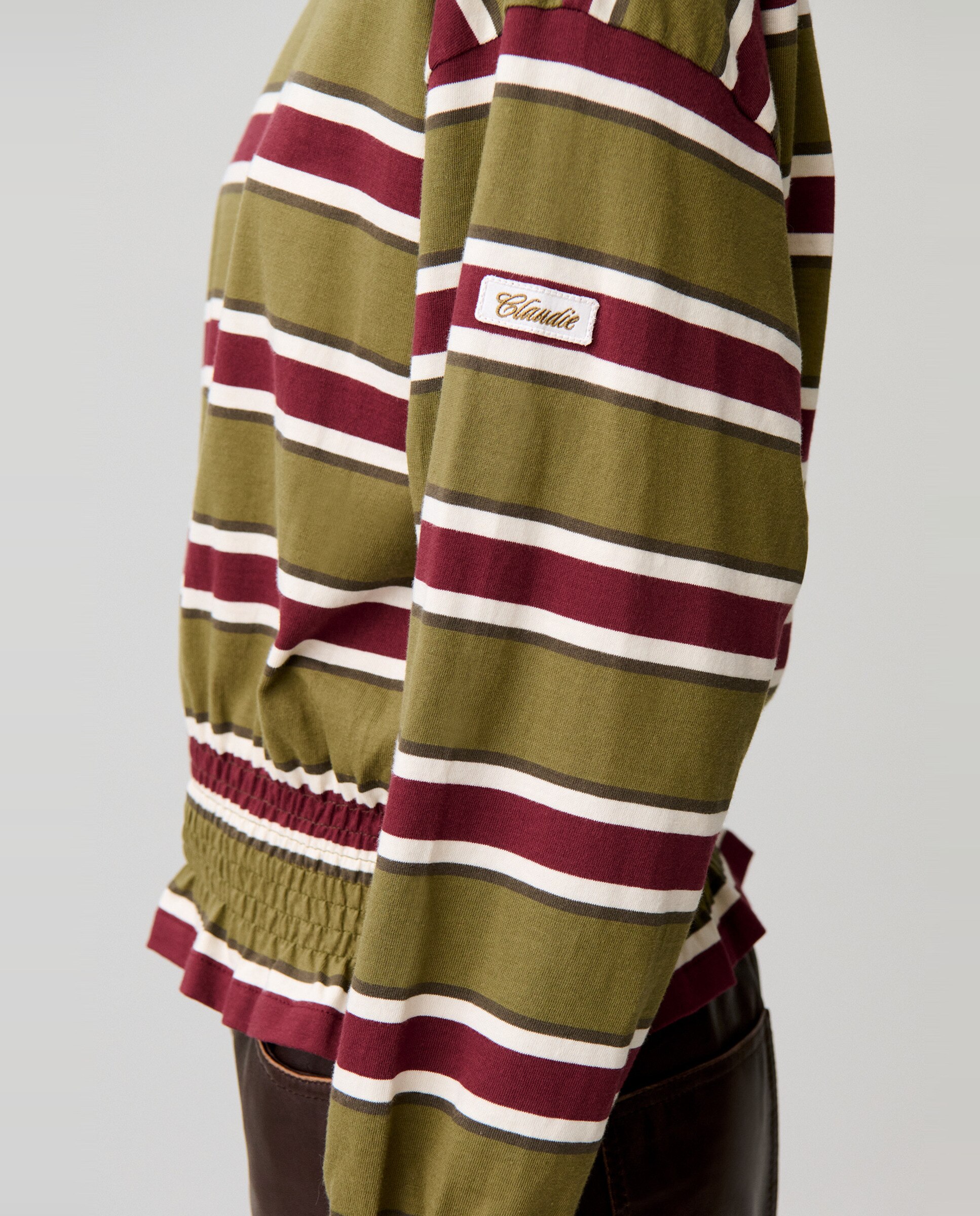 Camiseta de mujer manga larga cuello en contraste nido de abeja y volantes - Claudie Pierlot - Multicolor Multicolor-5