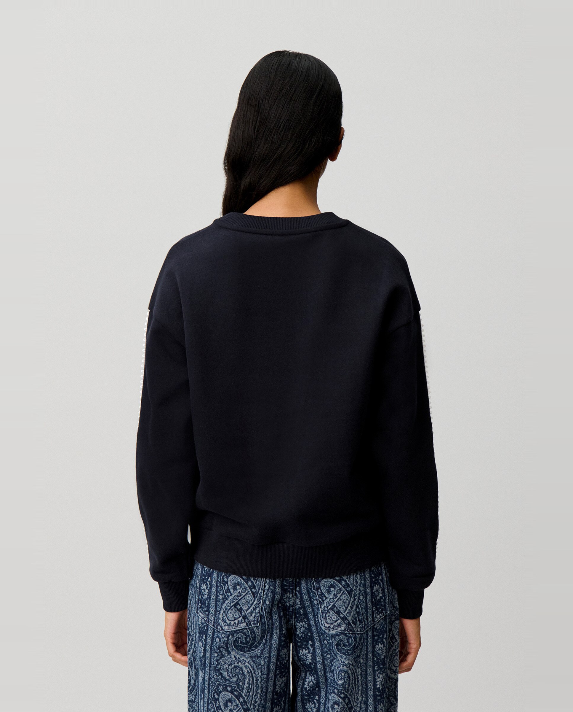 Sudadera de mujer corte holgado algodón orgánico bordado c - Claudie Pierlot - Azul marino Azul marino-2