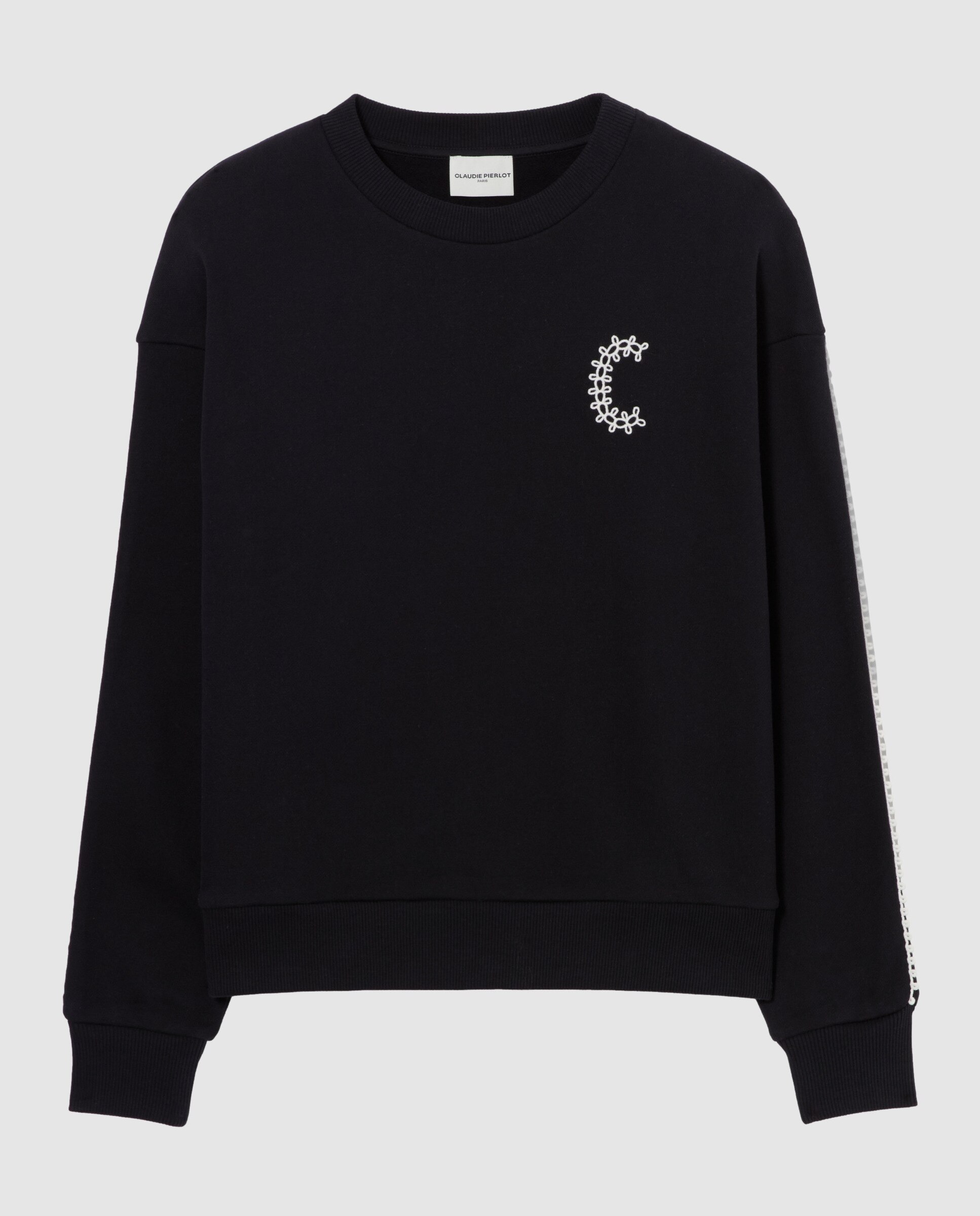 Sudadera de mujer corte holgado algodón orgánico bordado c - Claudie Pierlot - Azul marino Azul marino-6