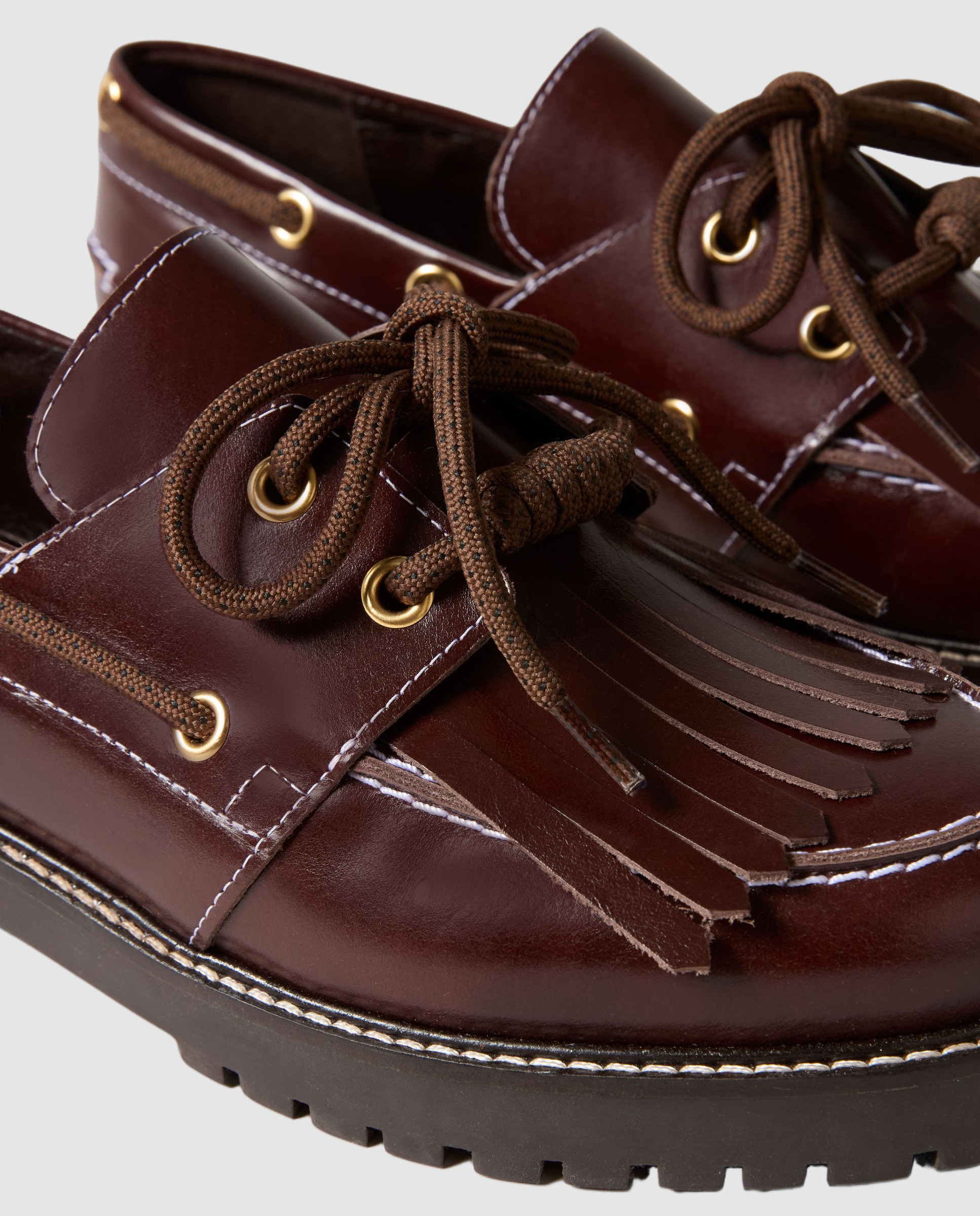 Zapatos náuticos de mujer de piel con cordones estilo montaña - Claudie Pierlot - Marrón oscuro Marrón oscuro-2