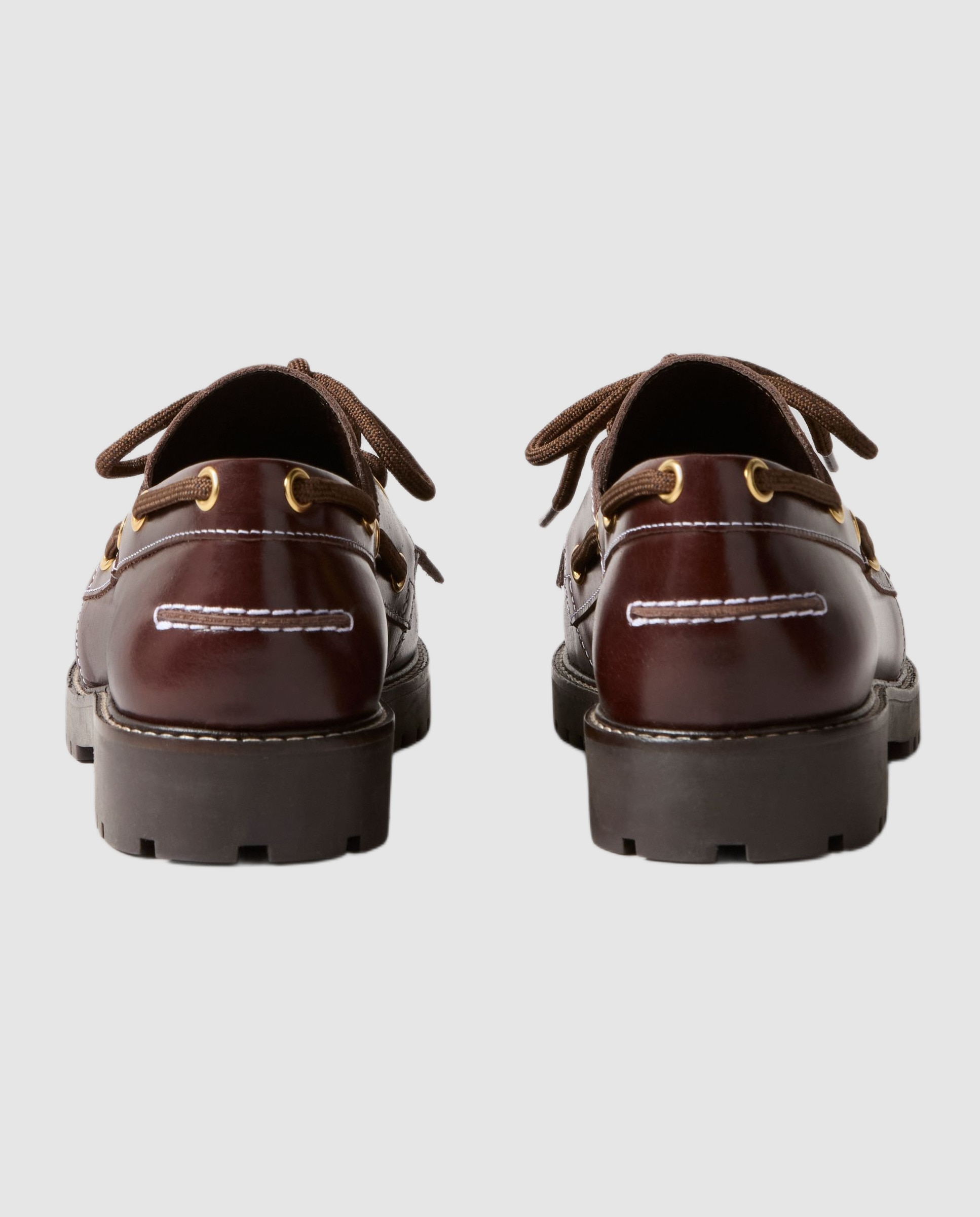 Zapatos náuticos de mujer de piel con cordones estilo montaña - Claudie Pierlot - Marrón oscuro Marrón oscuro-5