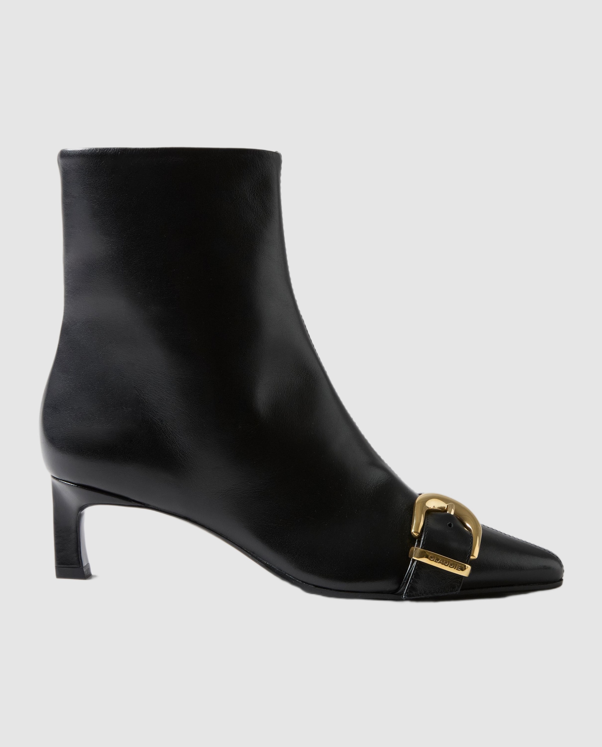 Botines básicos de mujer de piel con tira y hebilla dorada - Claudie Pierlot - Negro Negro-1