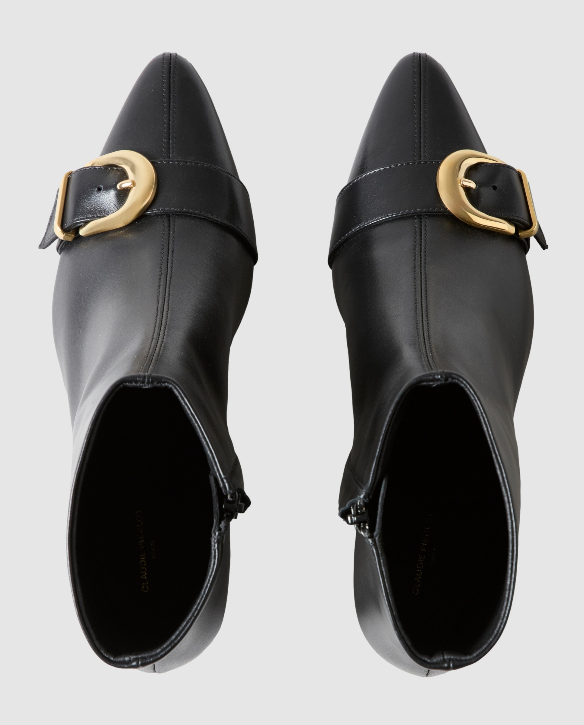 Botines básicos de mujer de piel con tira y hebilla dorada - Claudie Pierlot - Negro Negro-5