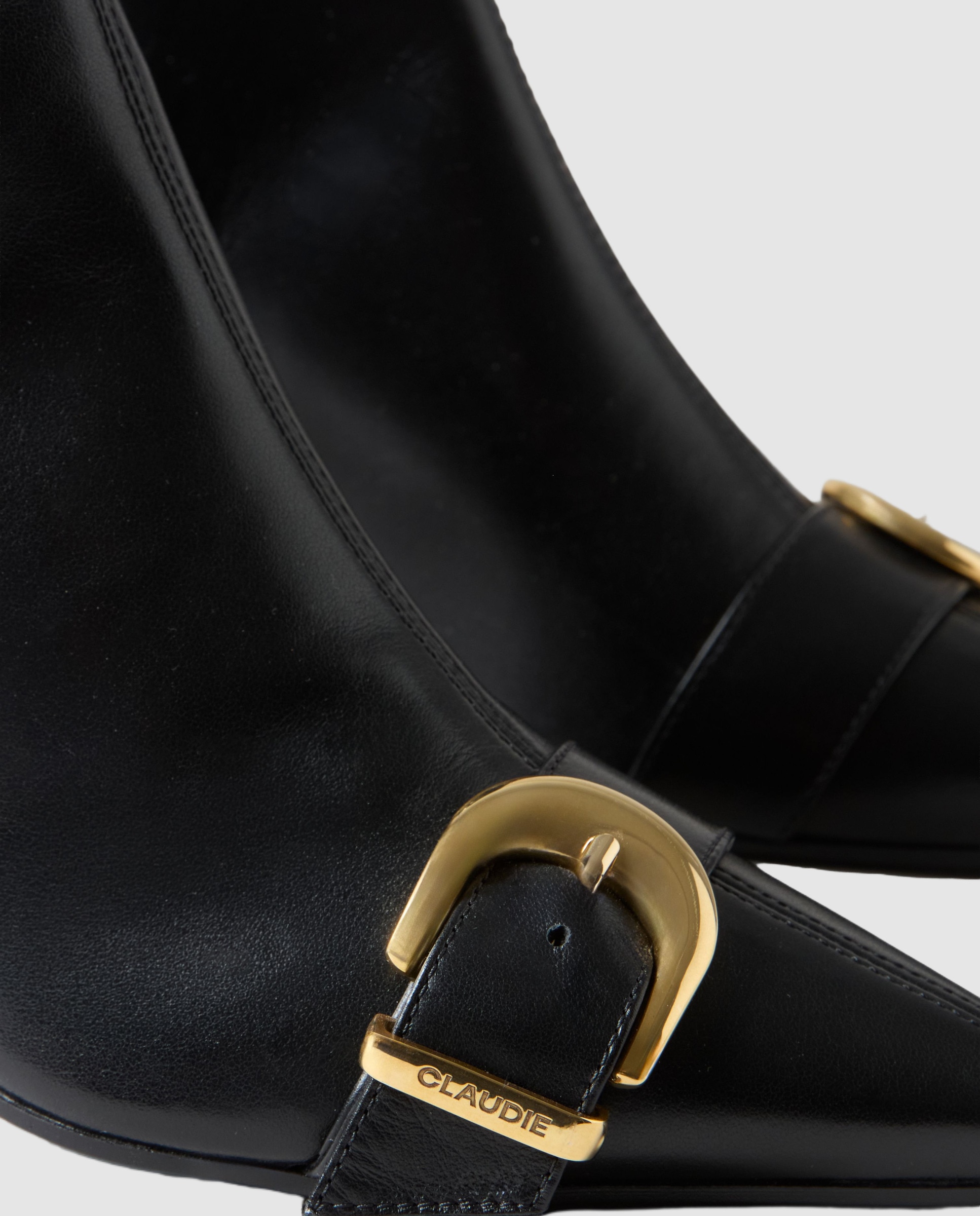 Botines básicos de mujer de piel con tira y hebilla dorada - Claudie Pierlot - Negro Negro-6