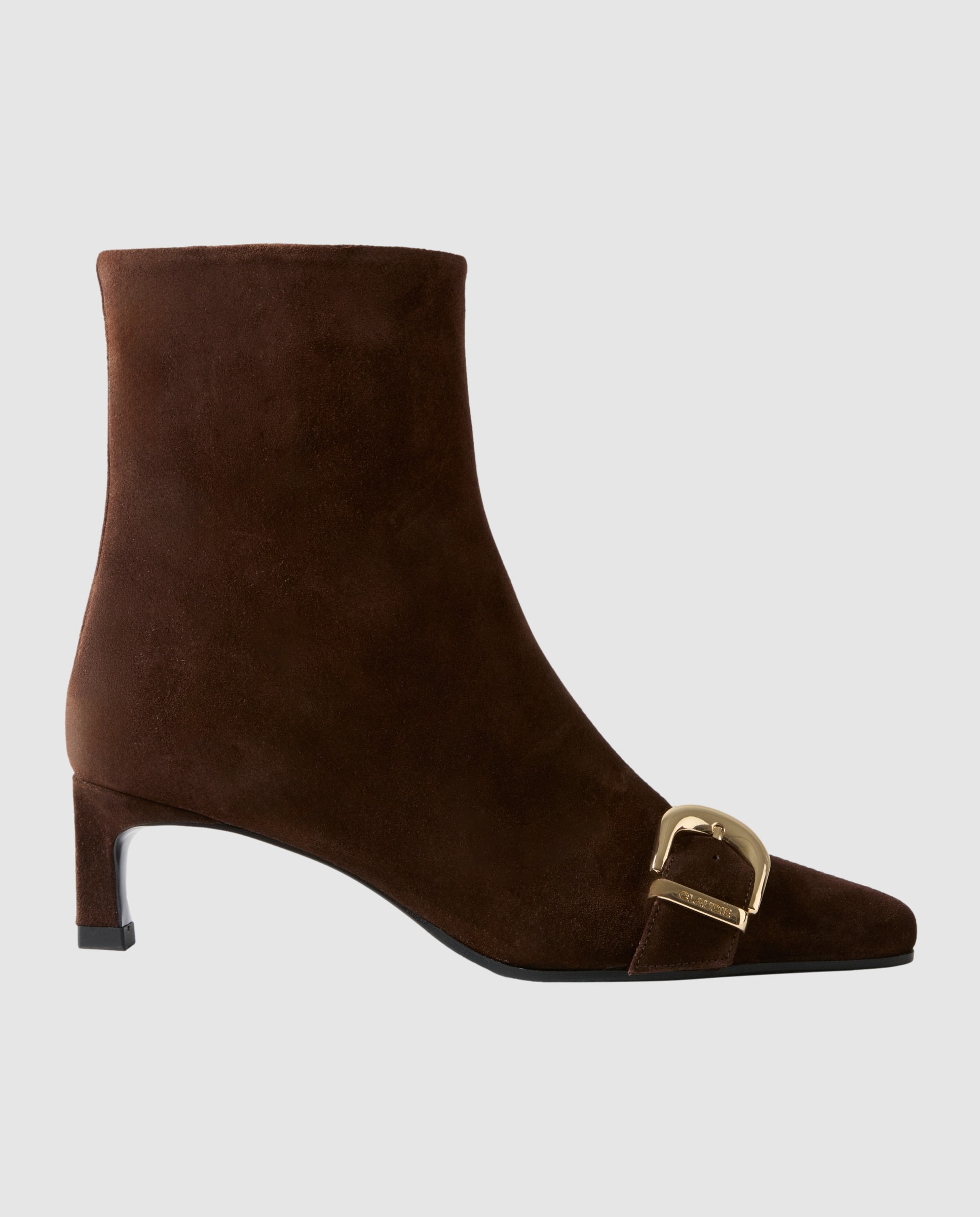 Botines básicos de mujer de piel con hebilla dorada - Claudie Pierlot - Marrón oscuro Marrón oscuro-1
