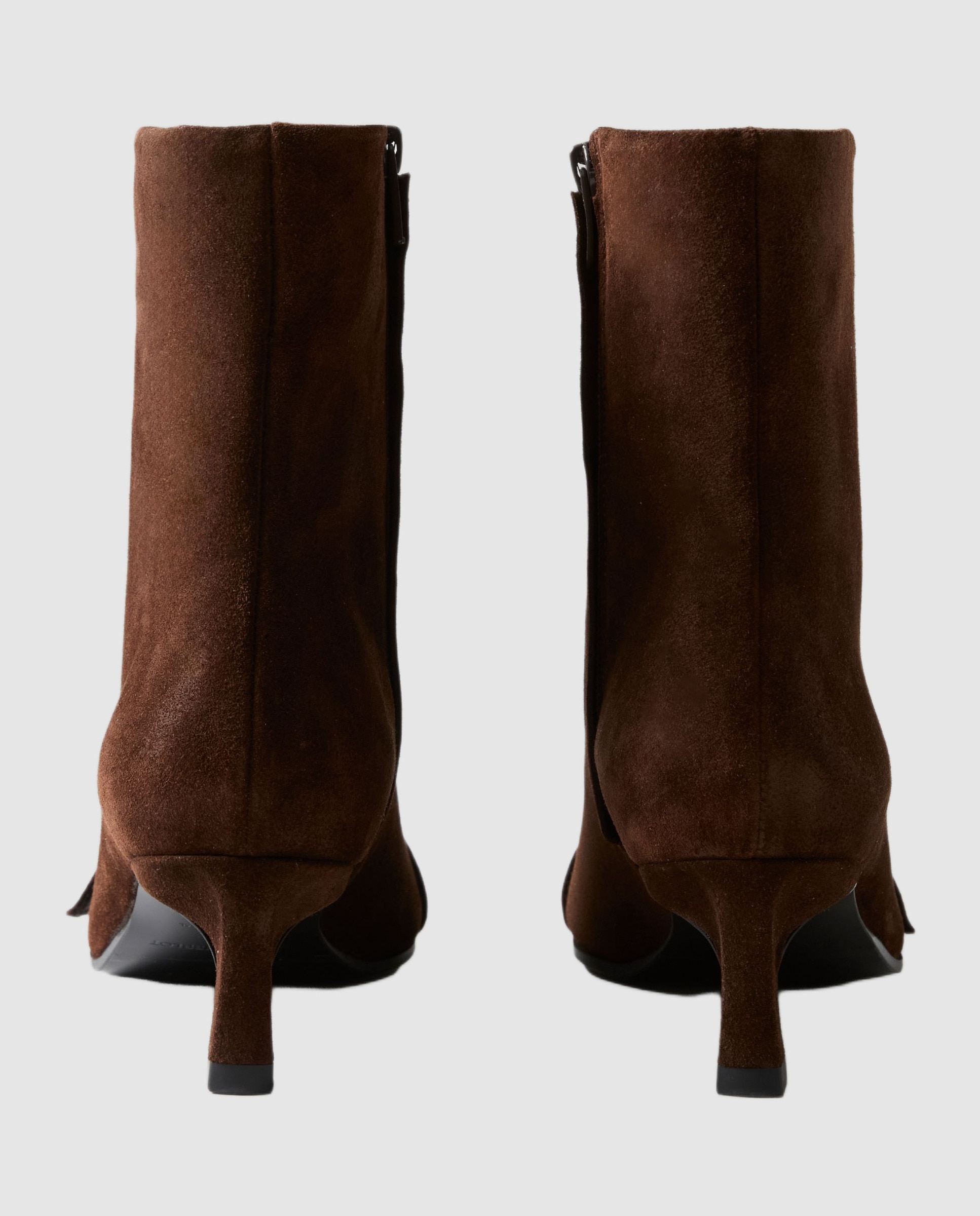Botines básicos de mujer de piel con hebilla dorada - Claudie Pierlot - Marrón oscuro Marrón oscuro-2