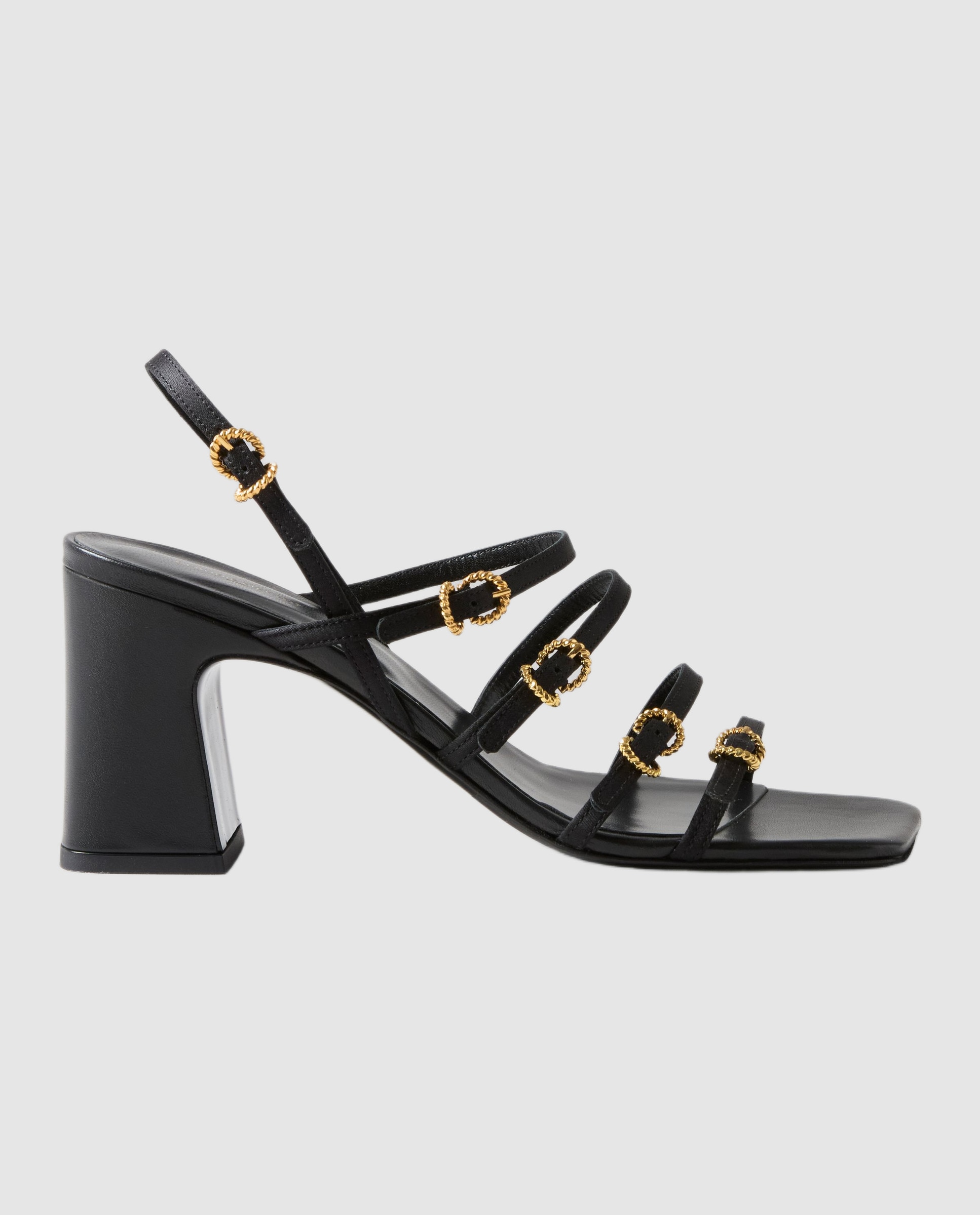 Sandalias de mujer de satén con tacón - Claudie Pierlot - Negro Negro-1
