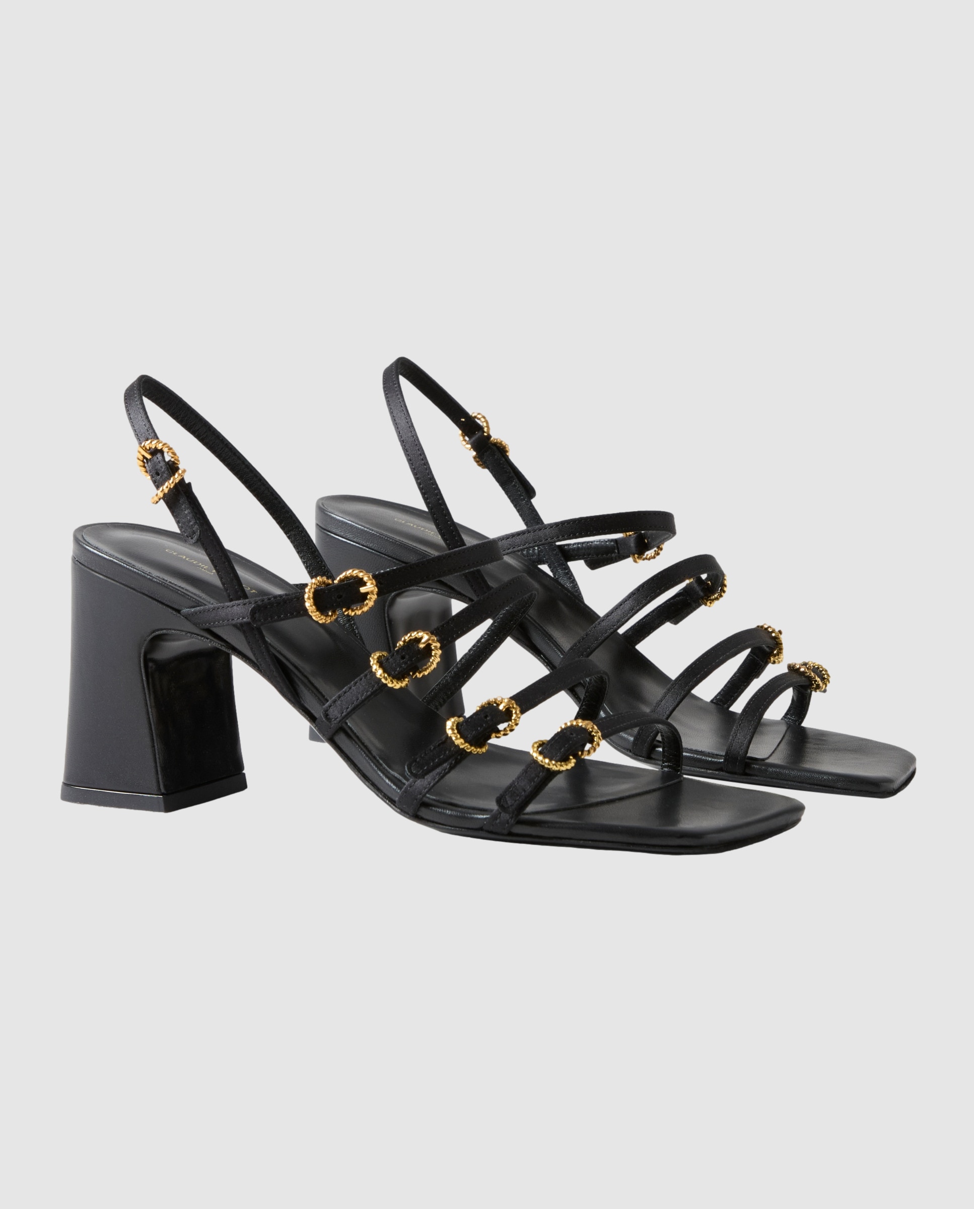 Sandalias de mujer de satén con tacón - Claudie Pierlot - Negro Negro-4