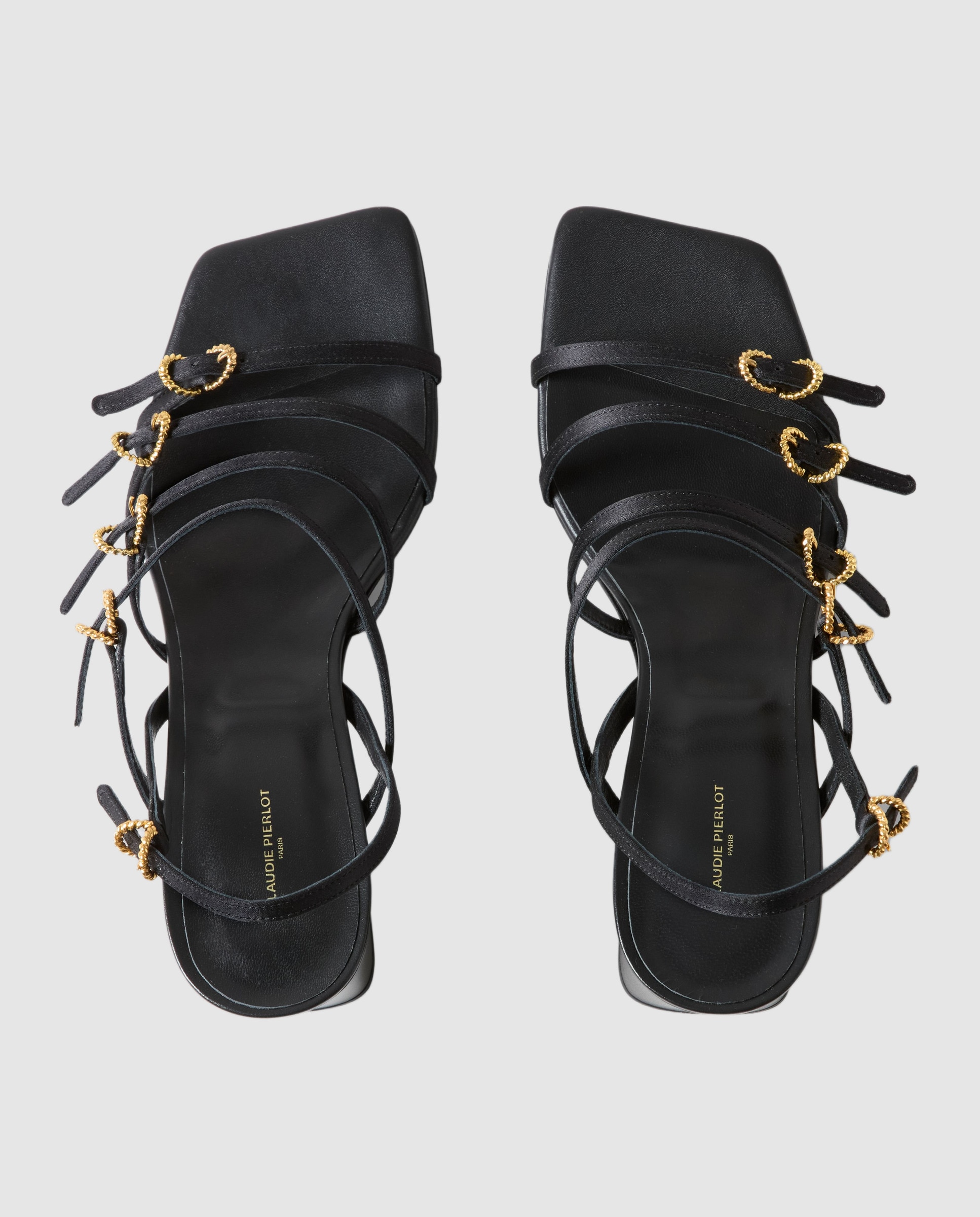 Sandalias de mujer de satén con tacón - Claudie Pierlot - Negro Negro-6