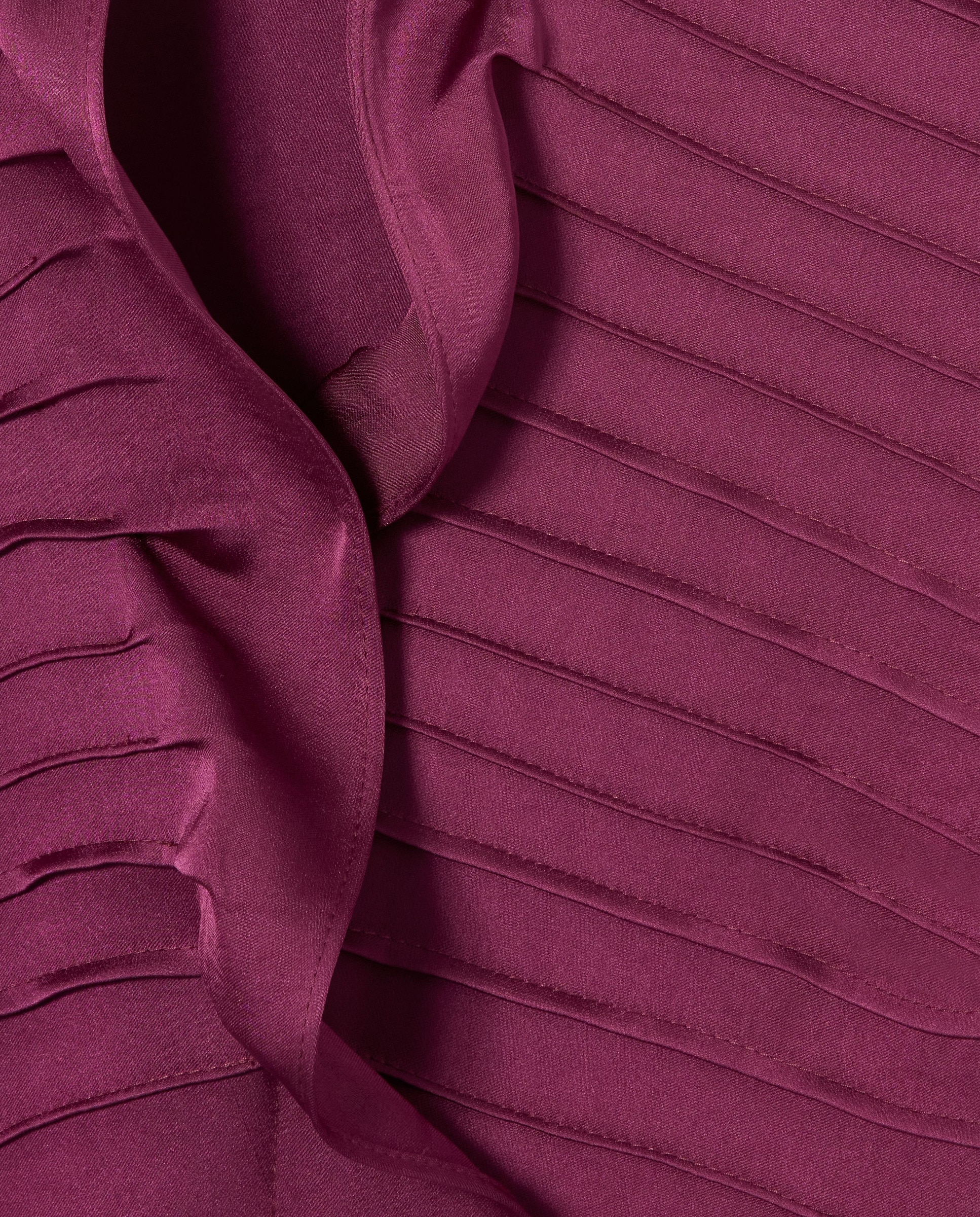 Vestido corto satinado con cuello victoriano y falda de vuelo - Claudie Pierlot - Magenta Magenta-5