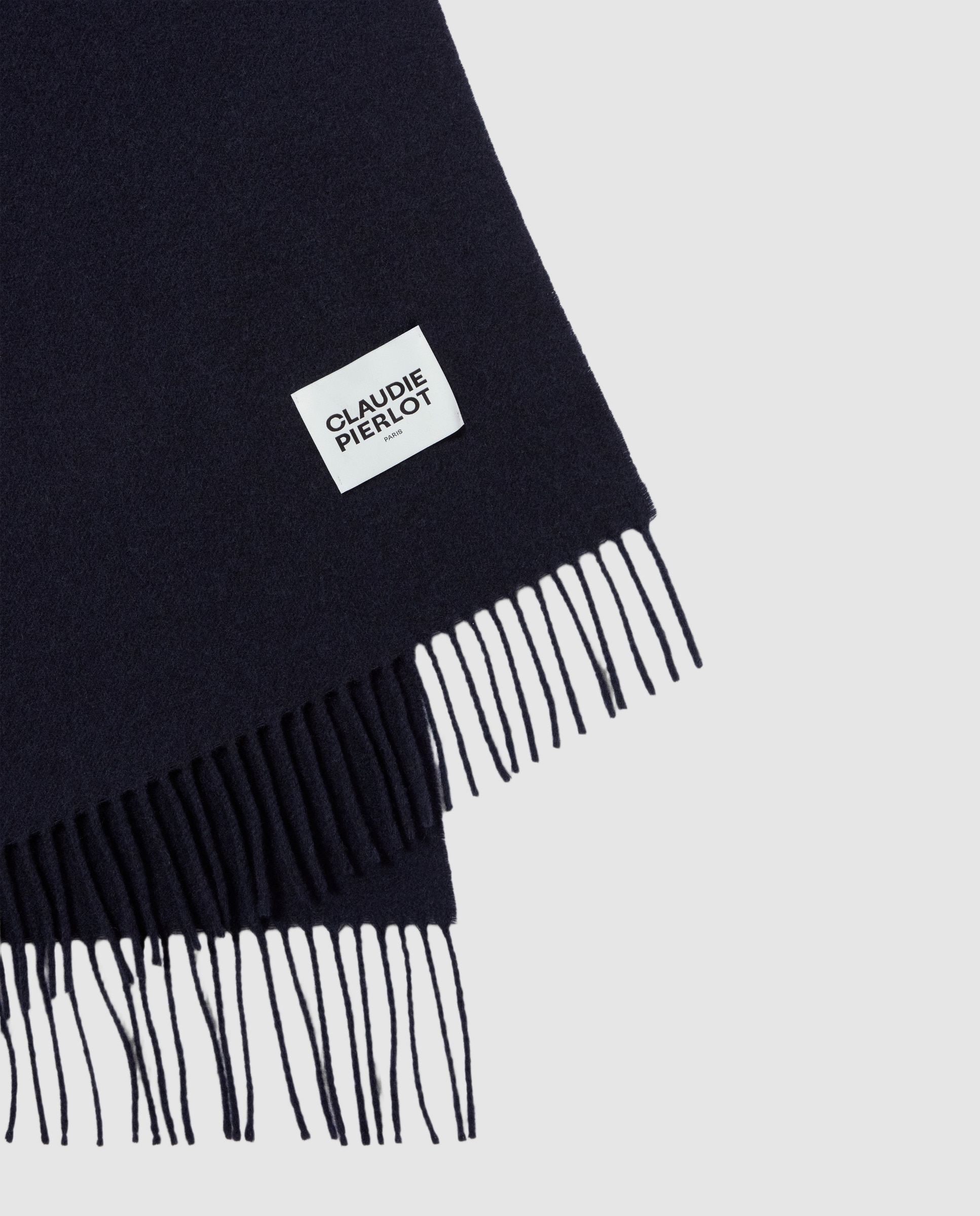 Maxi bufanda de mujer ancha con flecos - Claudie Pierlot - Azul marino Azul marino-3