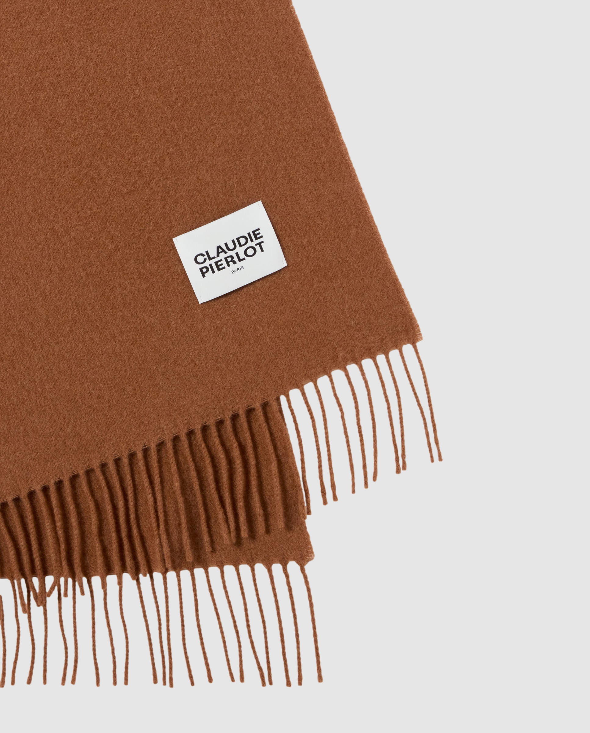 Maxi bufanda de mujer ancha con flecos - Claudie Pierlot - Marrón Marrón-3