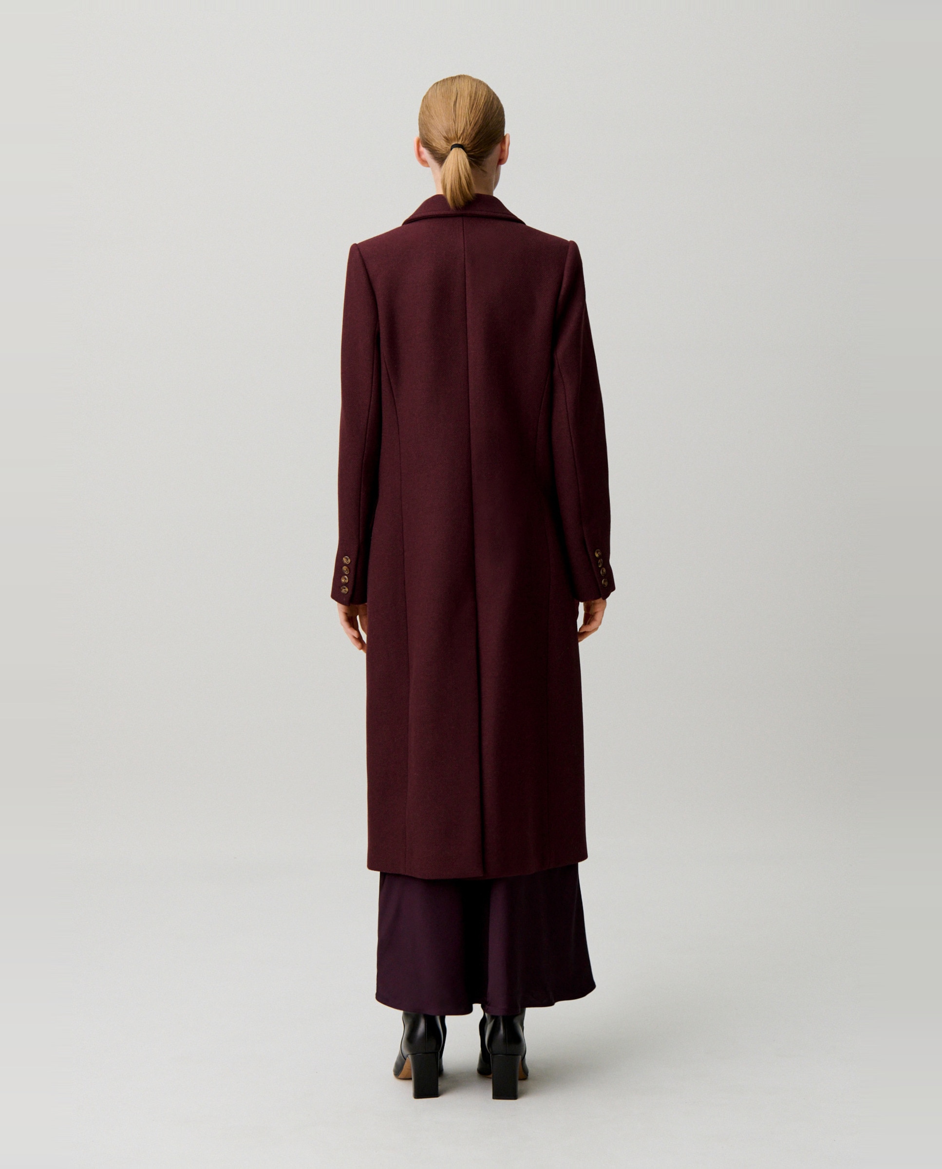 Abrigo de paño de mujer largo corte recto - Claudie Pierlot - Rojo Rojo-2