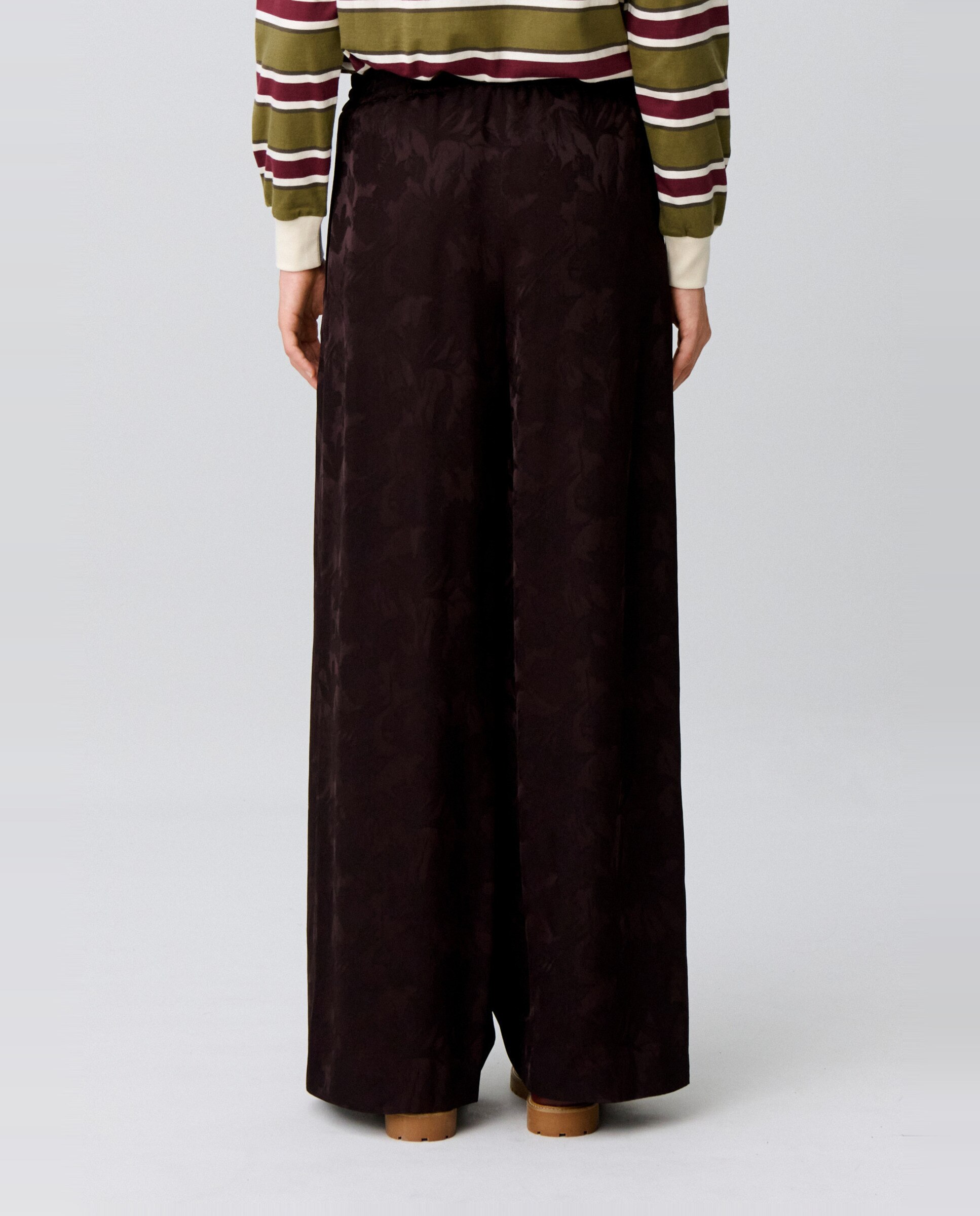 Pantalones anchos de mujer fluidos de jacquard floral - Claudie Pierlot - Marrón oscuro Marrón oscuro-3