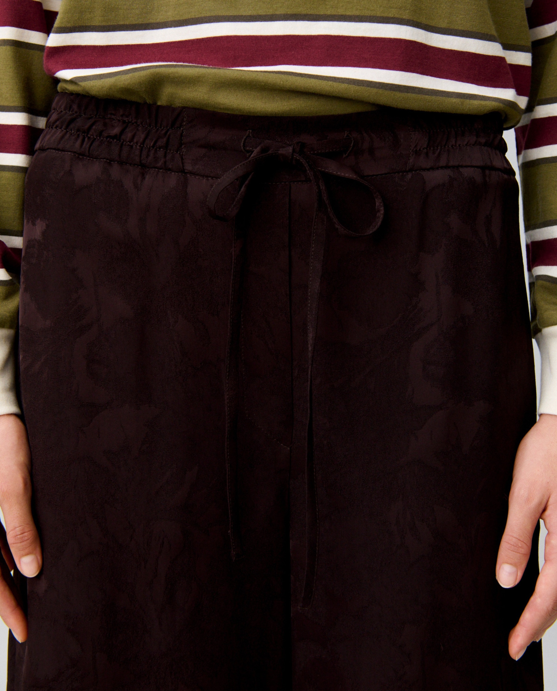 Pantalones anchos de mujer fluidos de jacquard floral - Claudie Pierlot - Marrón oscuro Marrón oscuro-5