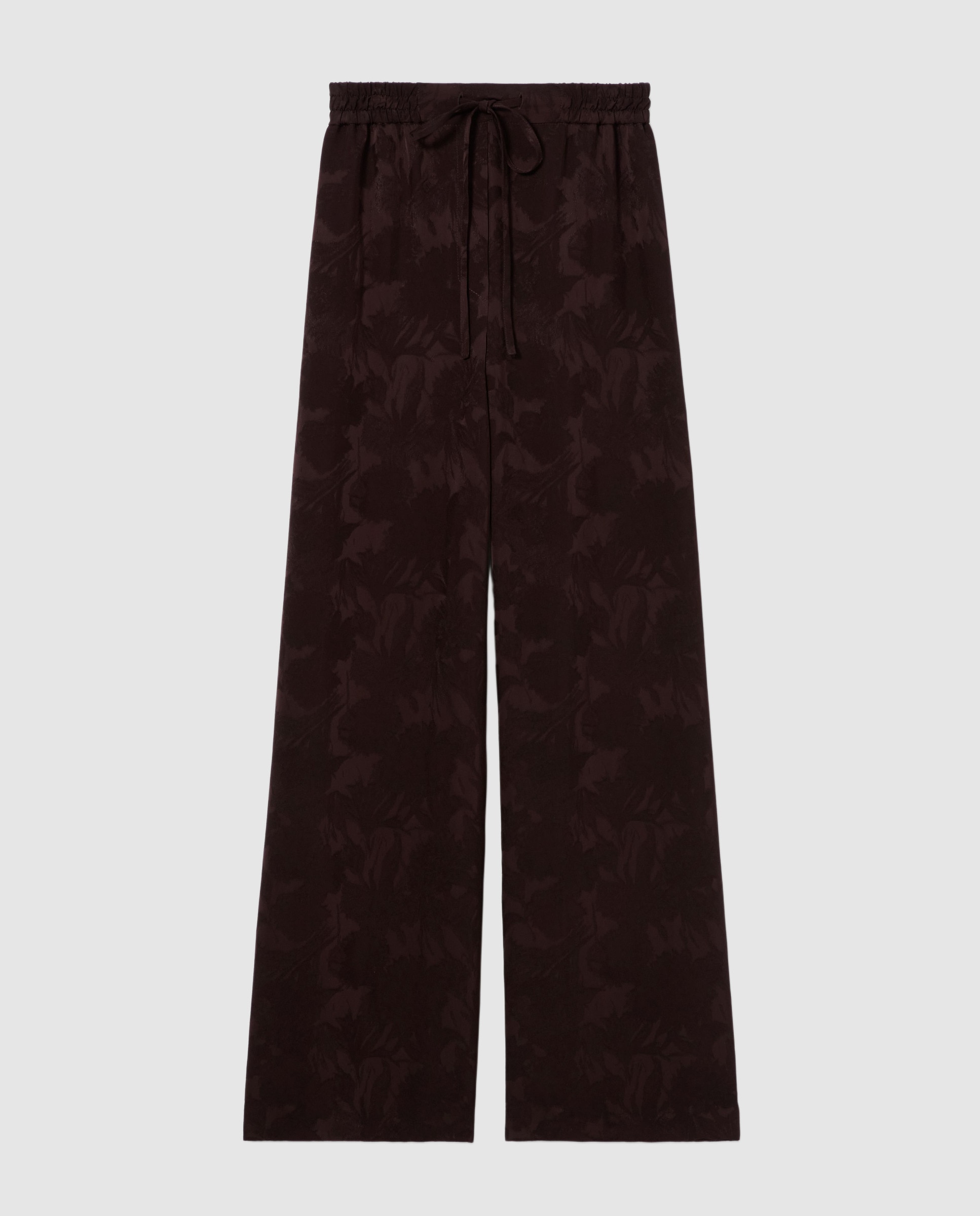 Pantalones anchos de mujer fluidos de jacquard floral - Claudie Pierlot - Marrón oscuro Marrón oscuro-6