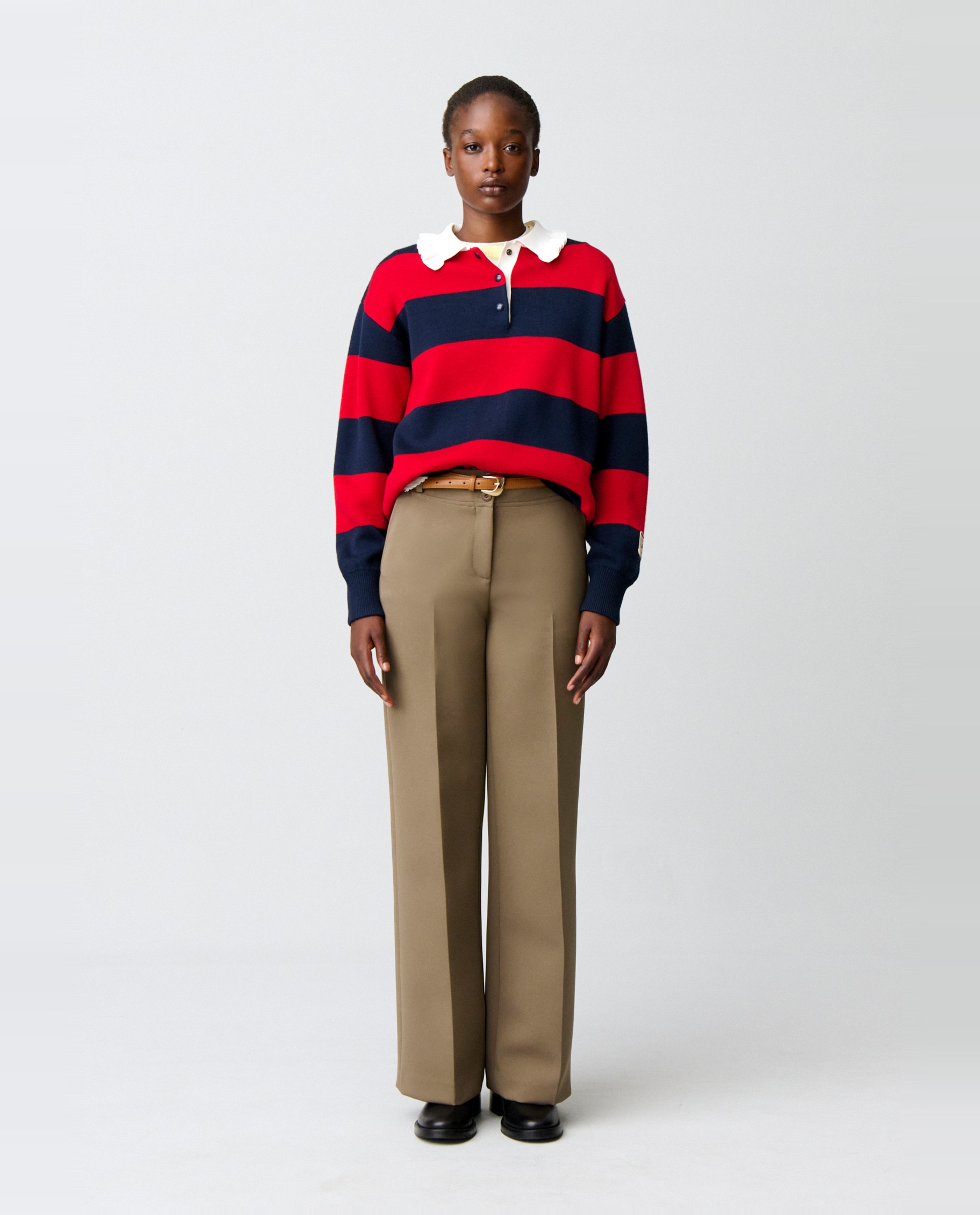 Pantalón de mujer de corte recto con pliegues marcados - Claudie Pierlot - Kaki Kaki-1