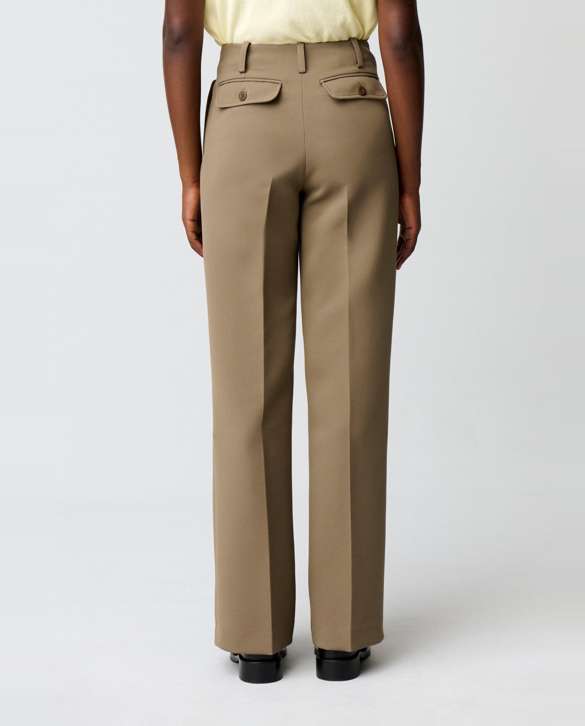 Pantalón de mujer de corte recto con pliegues marcados - Claudie Pierlot - Kaki Kaki-3