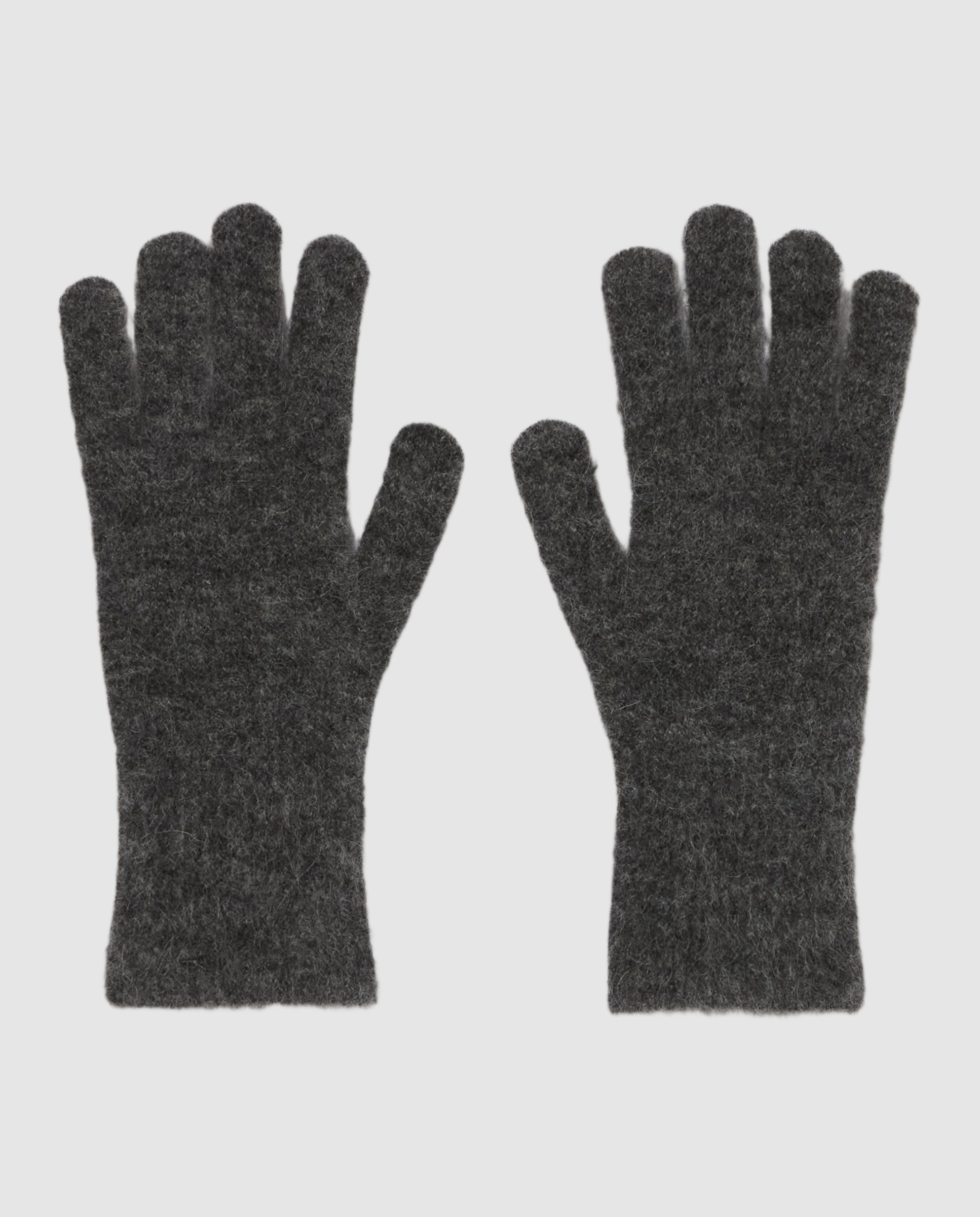 Imagen 0 de Guantes de mujer largos de punto de pelo Gris