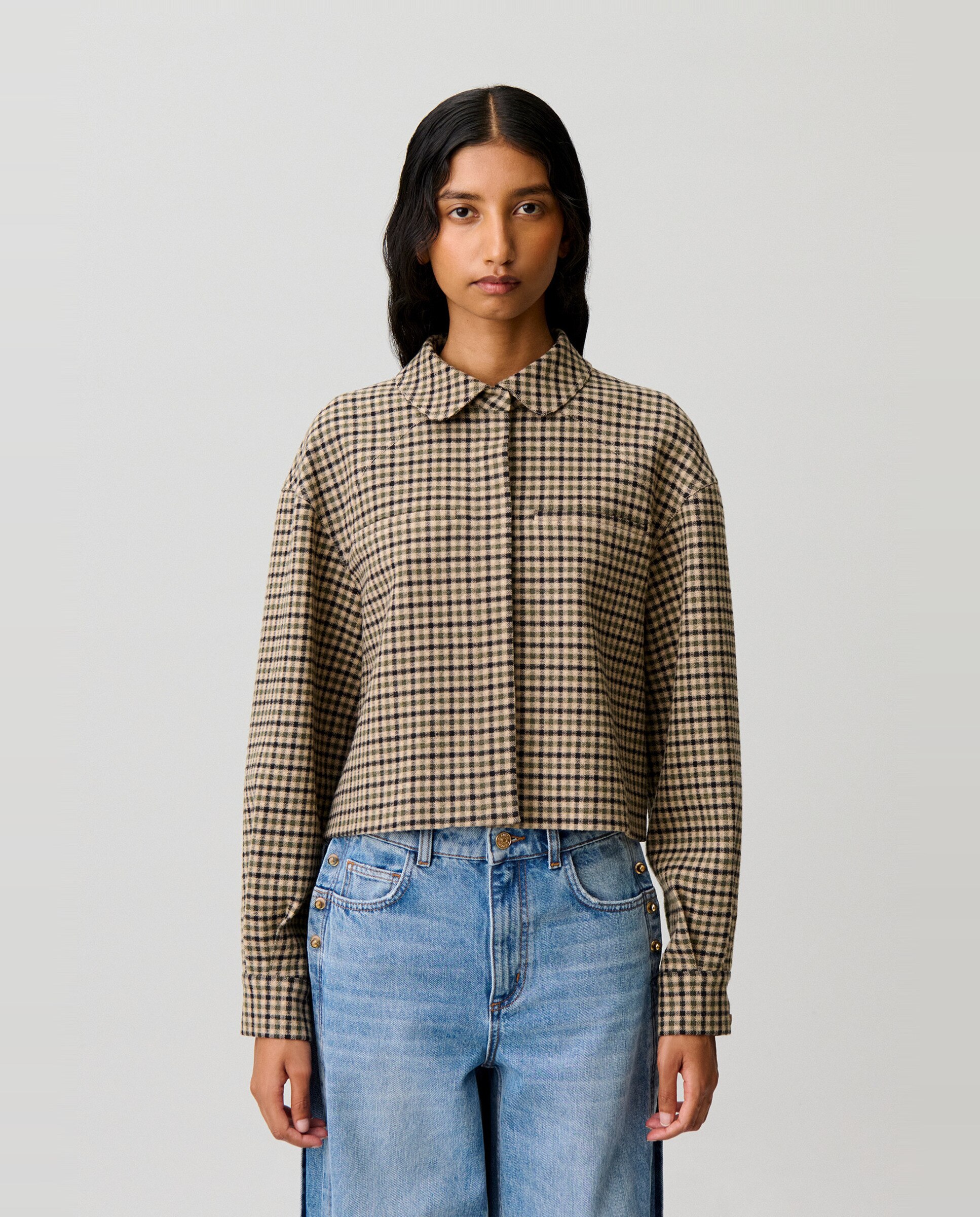 Chaqueta de punto de mujer sobrecamisa a cuadros - Claudie Pierlot - Multicolor Multicolor-1