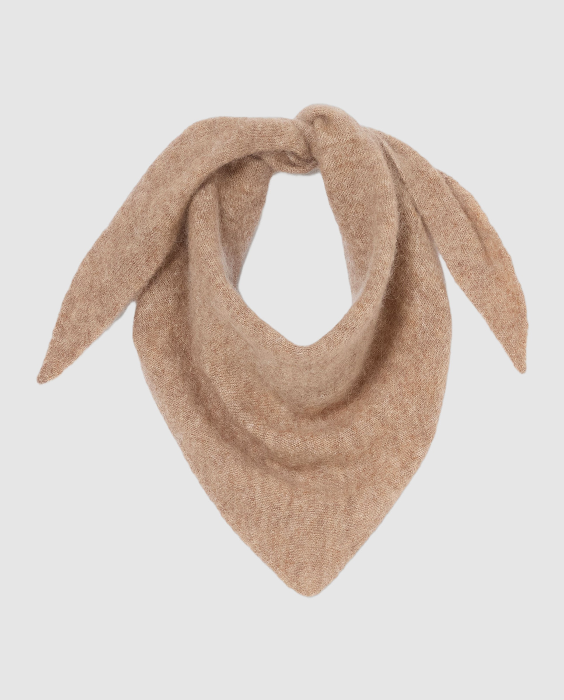 Imagen 1 de Fular de mujer grande triangular de punto efecto pelo Camel