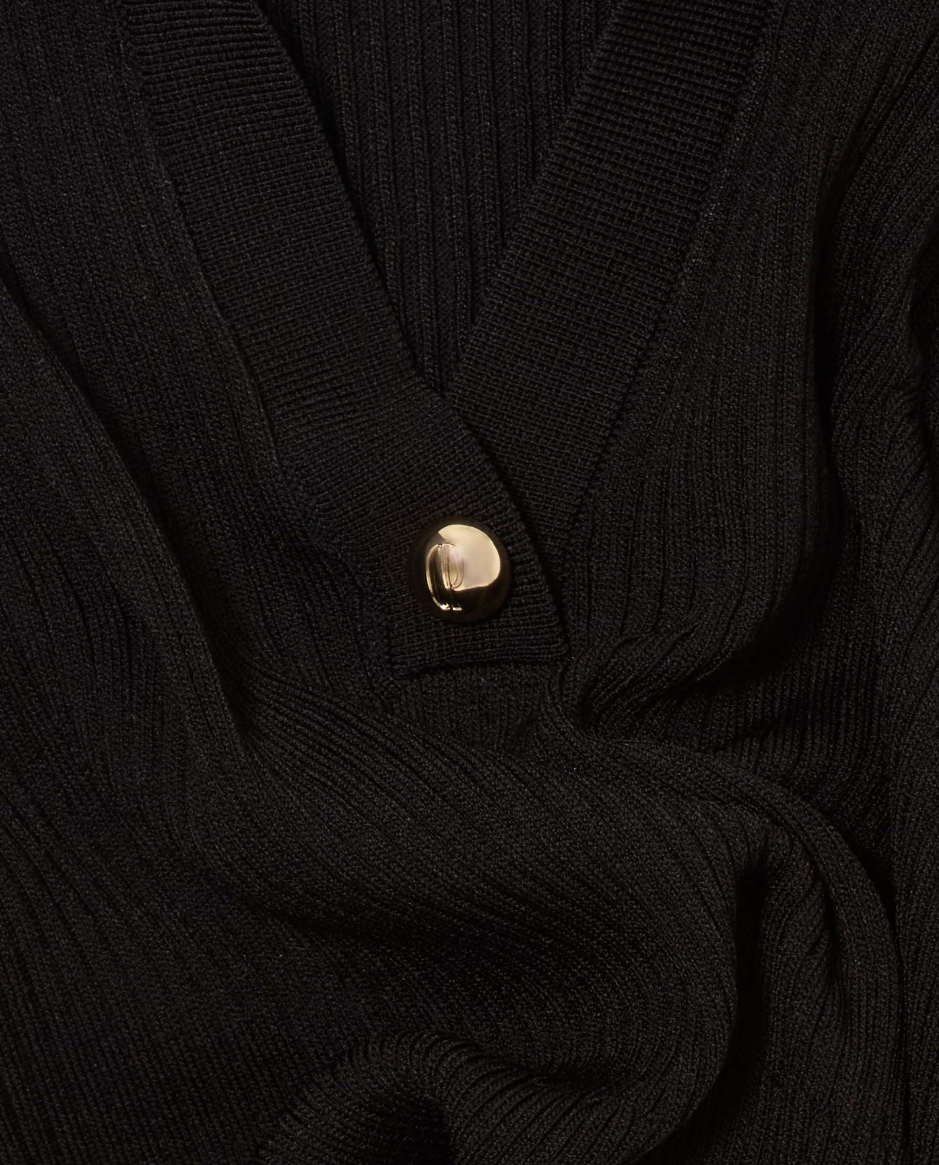 Vestido corto de manga larga de canalé - Claudie Pierlot - Negro Negro-7