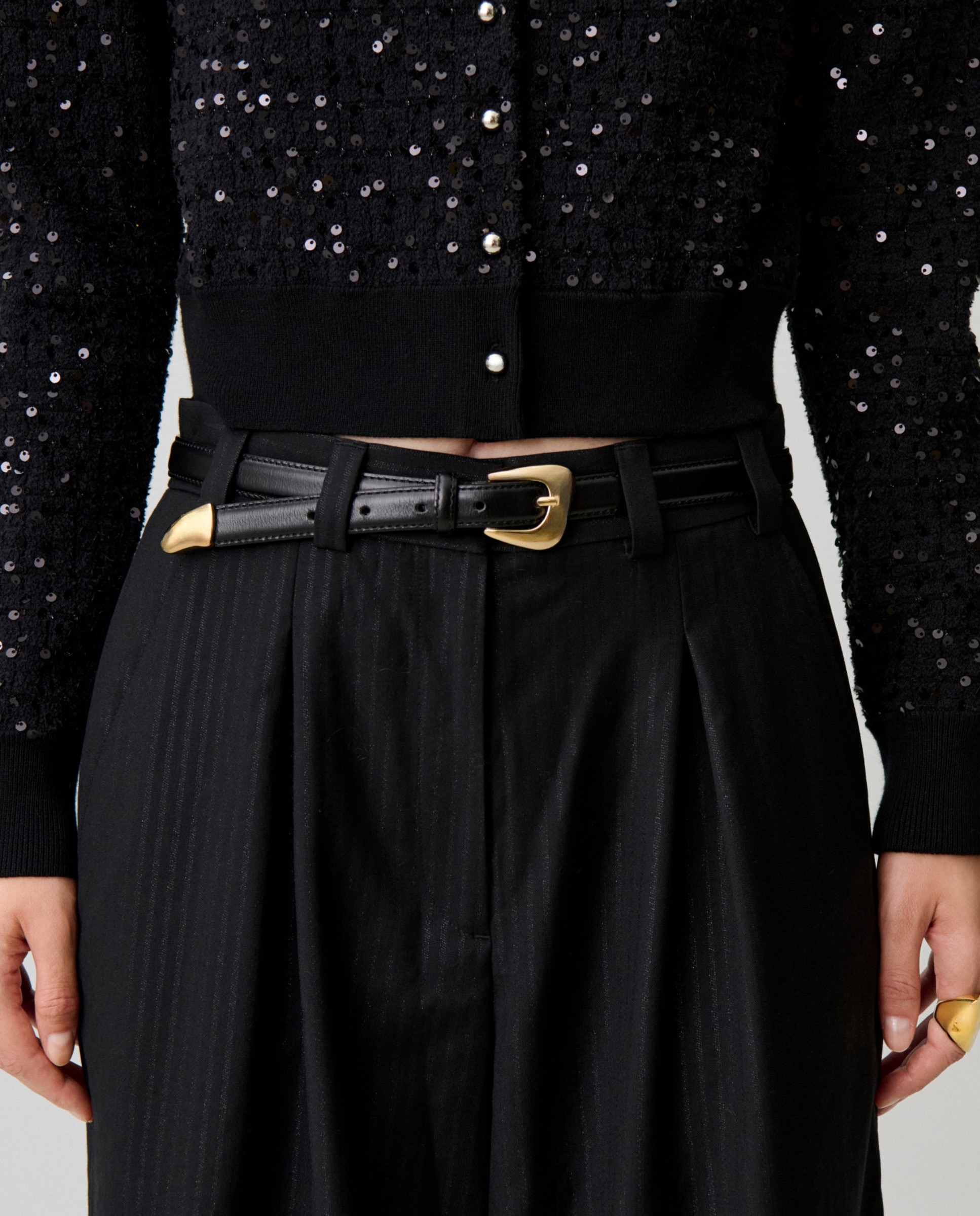 Imagen 2 de Cinturón de mujer en piel con hebilla orgánica - Claudie Pierlot - Negro Negro