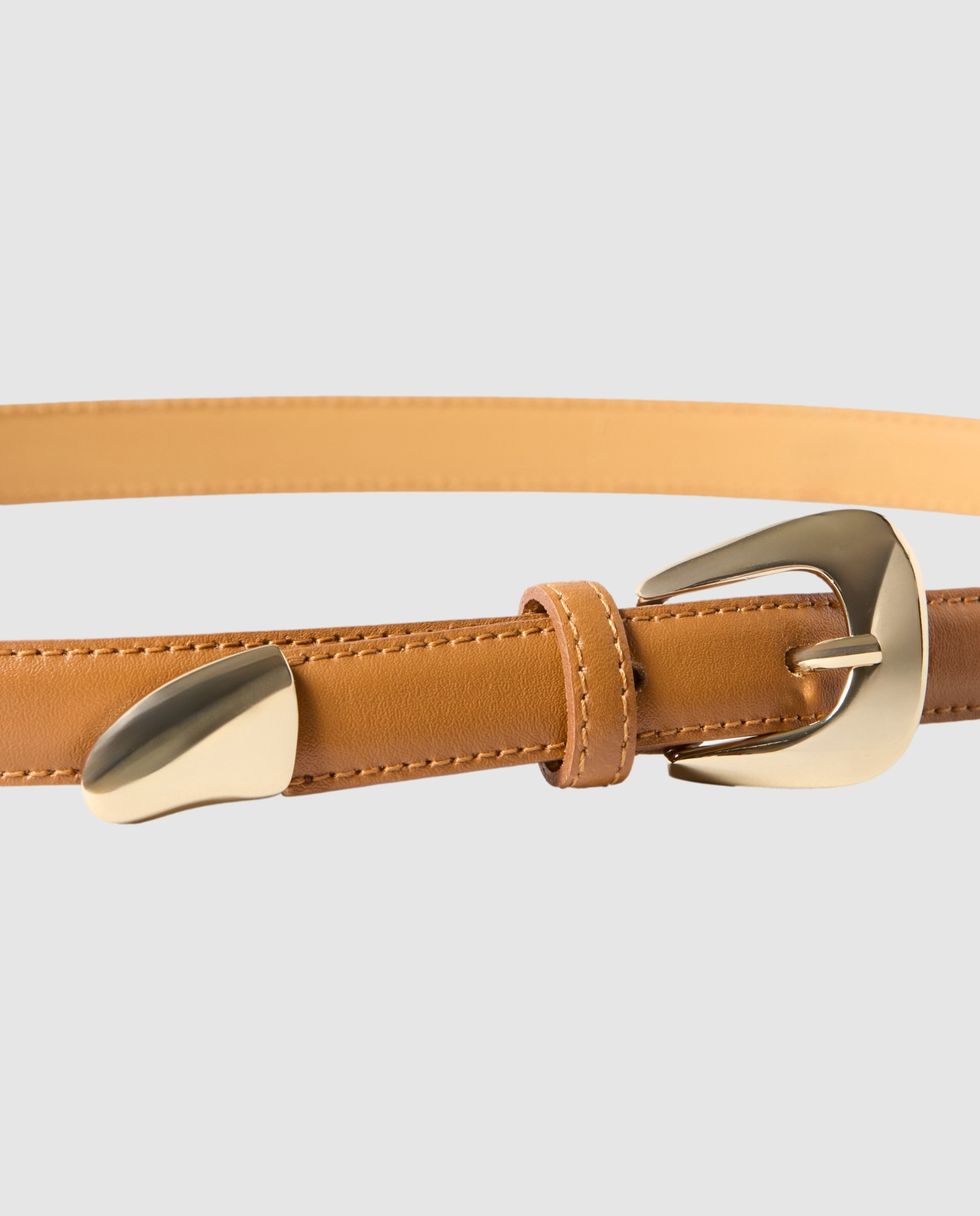 Imagen 3 de Cinturón de mujer en piel con hebilla orgánica - Claudie Pierlot - Camel Camel
