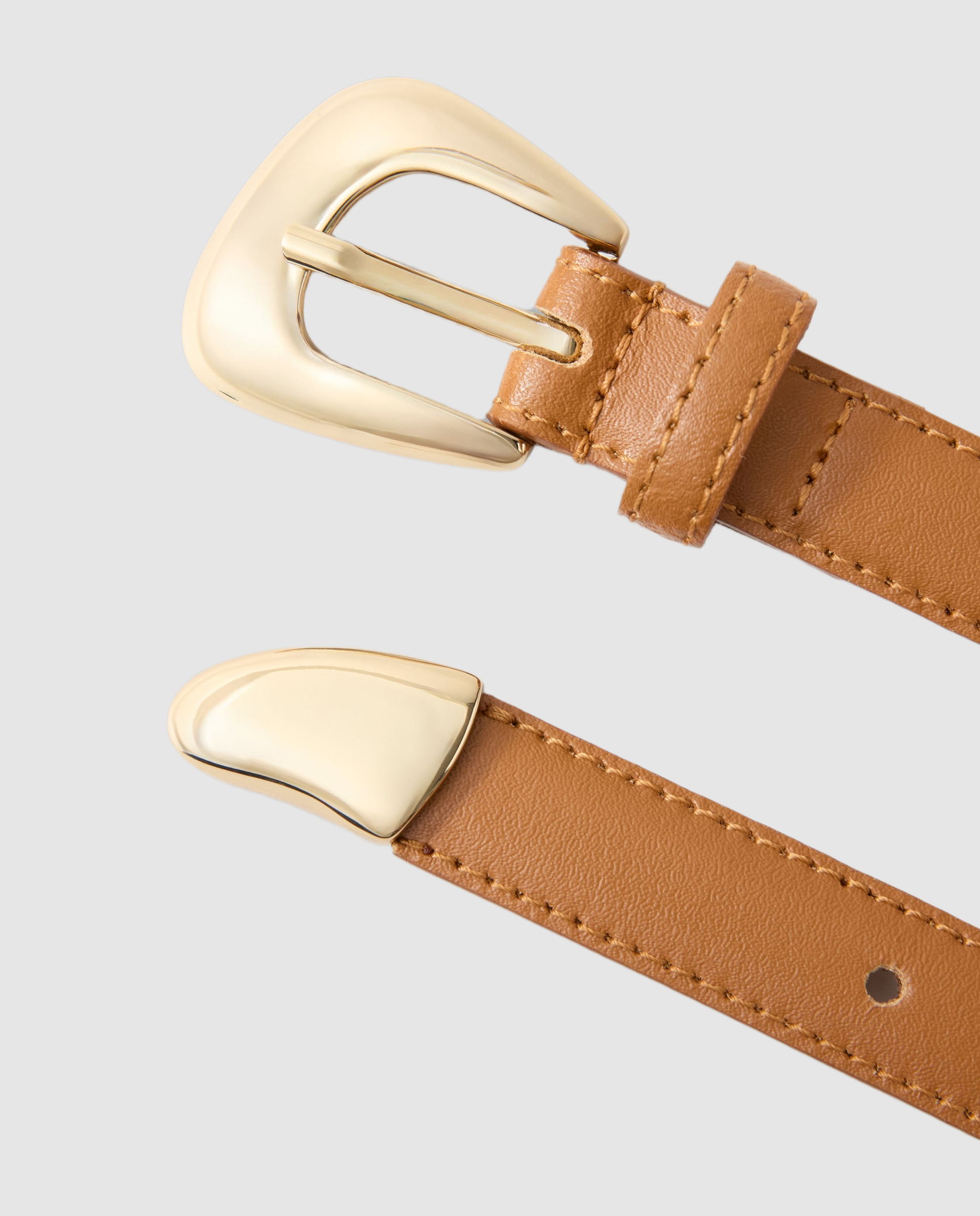 Imagen 4 de Cinturón de mujer en piel con hebilla orgánica - Claudie Pierlot - Camel Camel
