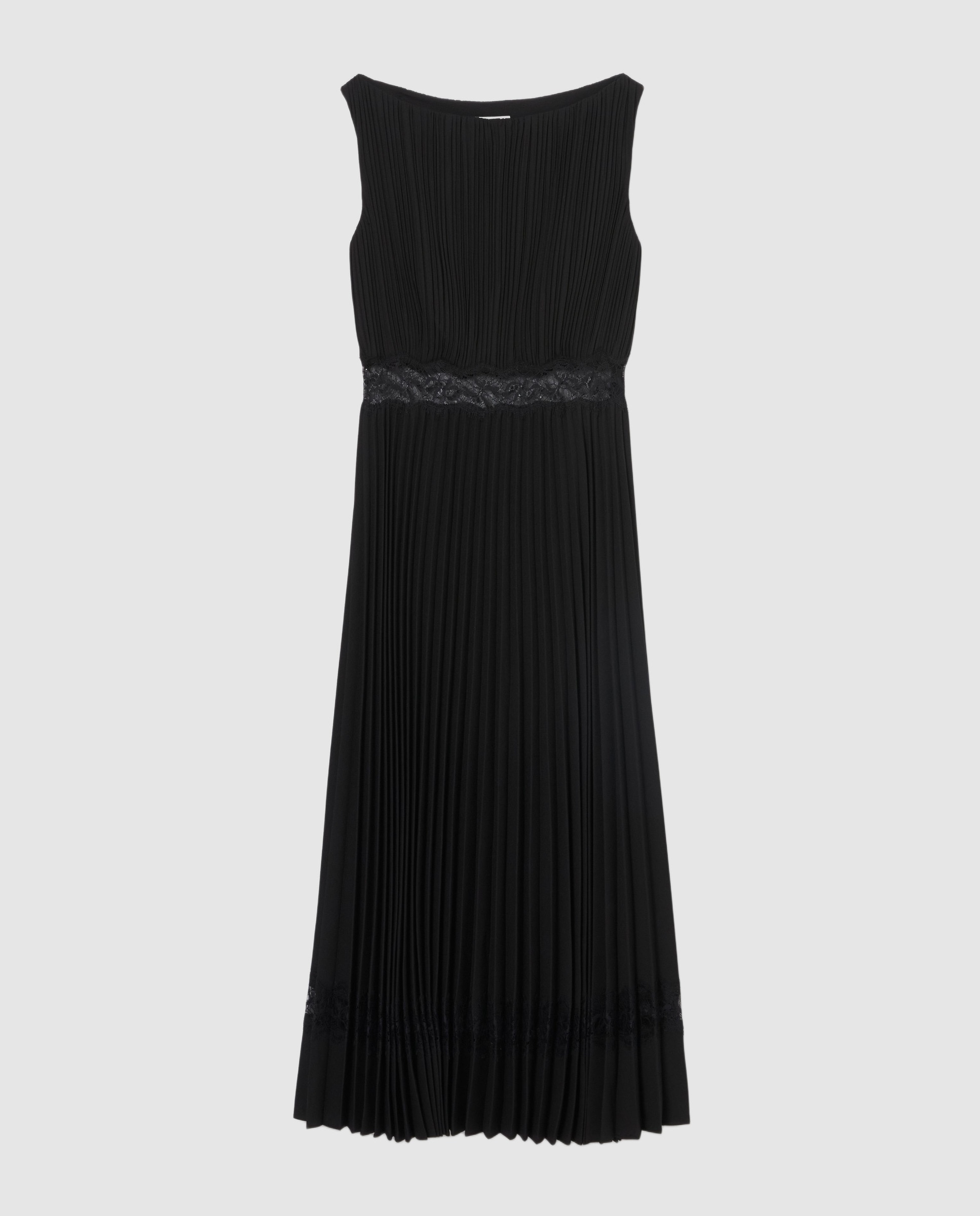 Vestido midi satinado plisado - Claudie Pierlot - Negro Negro-5
