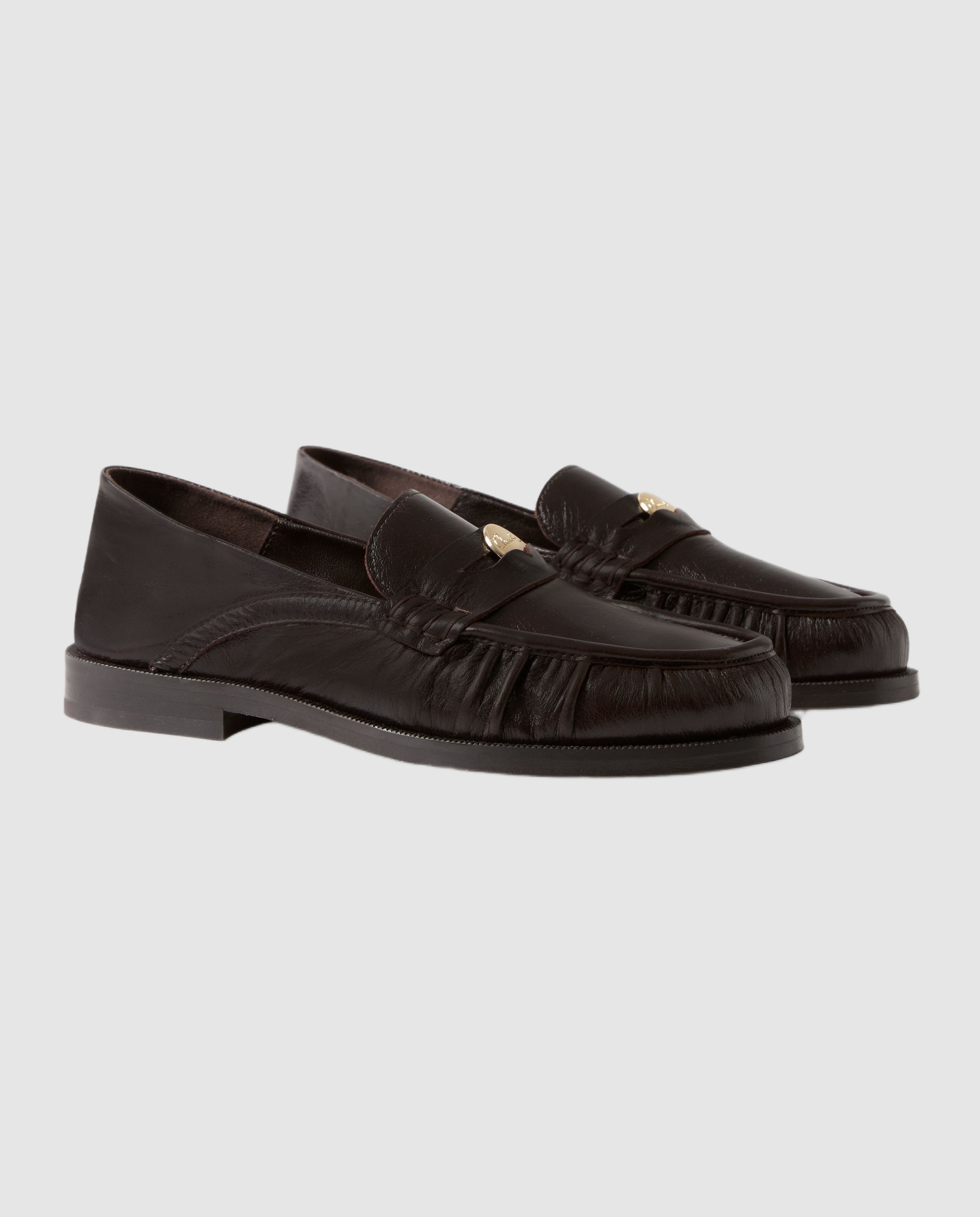 Mocasines planos de mujer de piel charol - Claudie Pierlot - Marrón oscuro Marrón oscuro-3