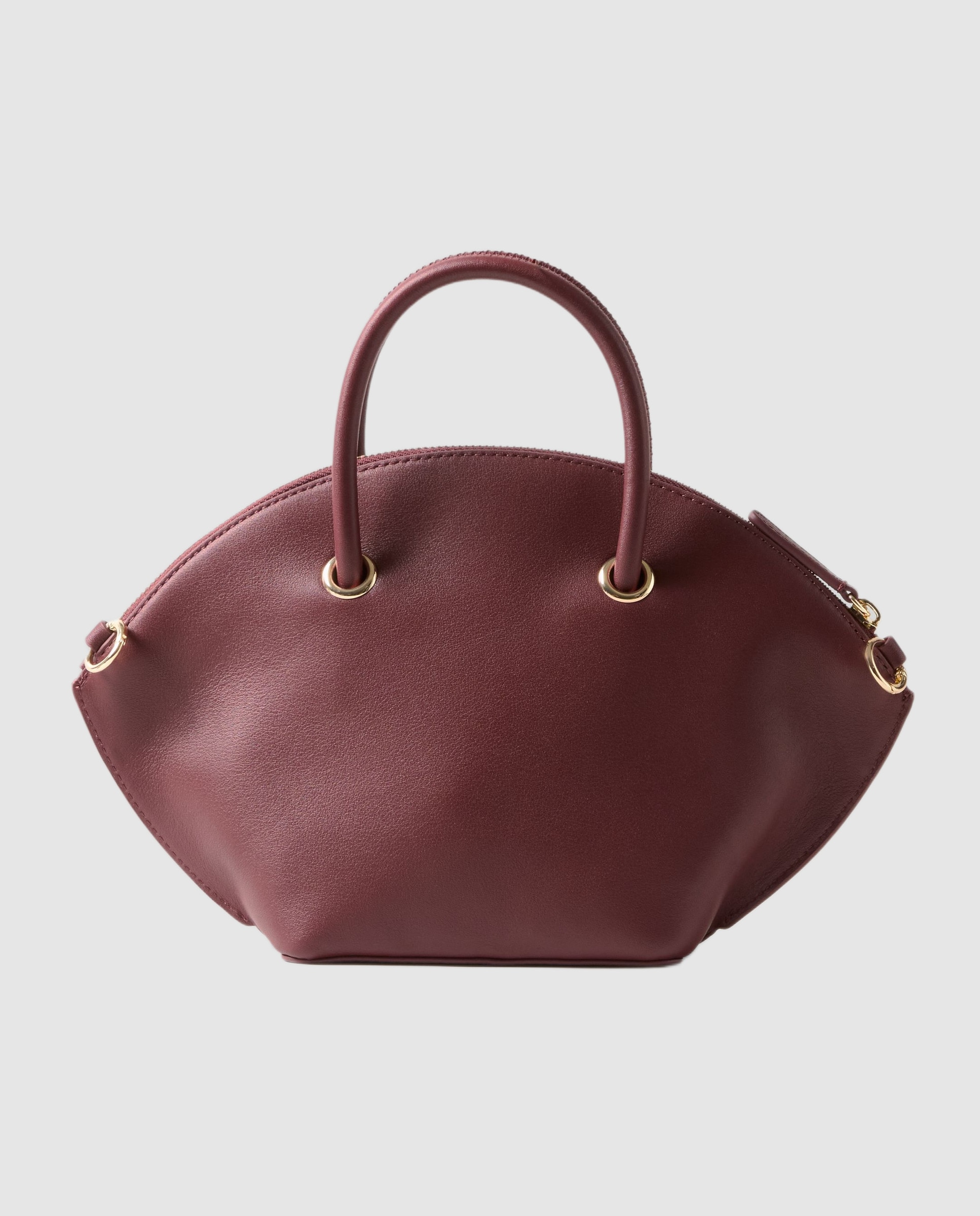 Bolso de mano de piel lisa multiposición con cierre de cremallera y anillas doradas - Claudie Pierlot - Cereza Cereza-5