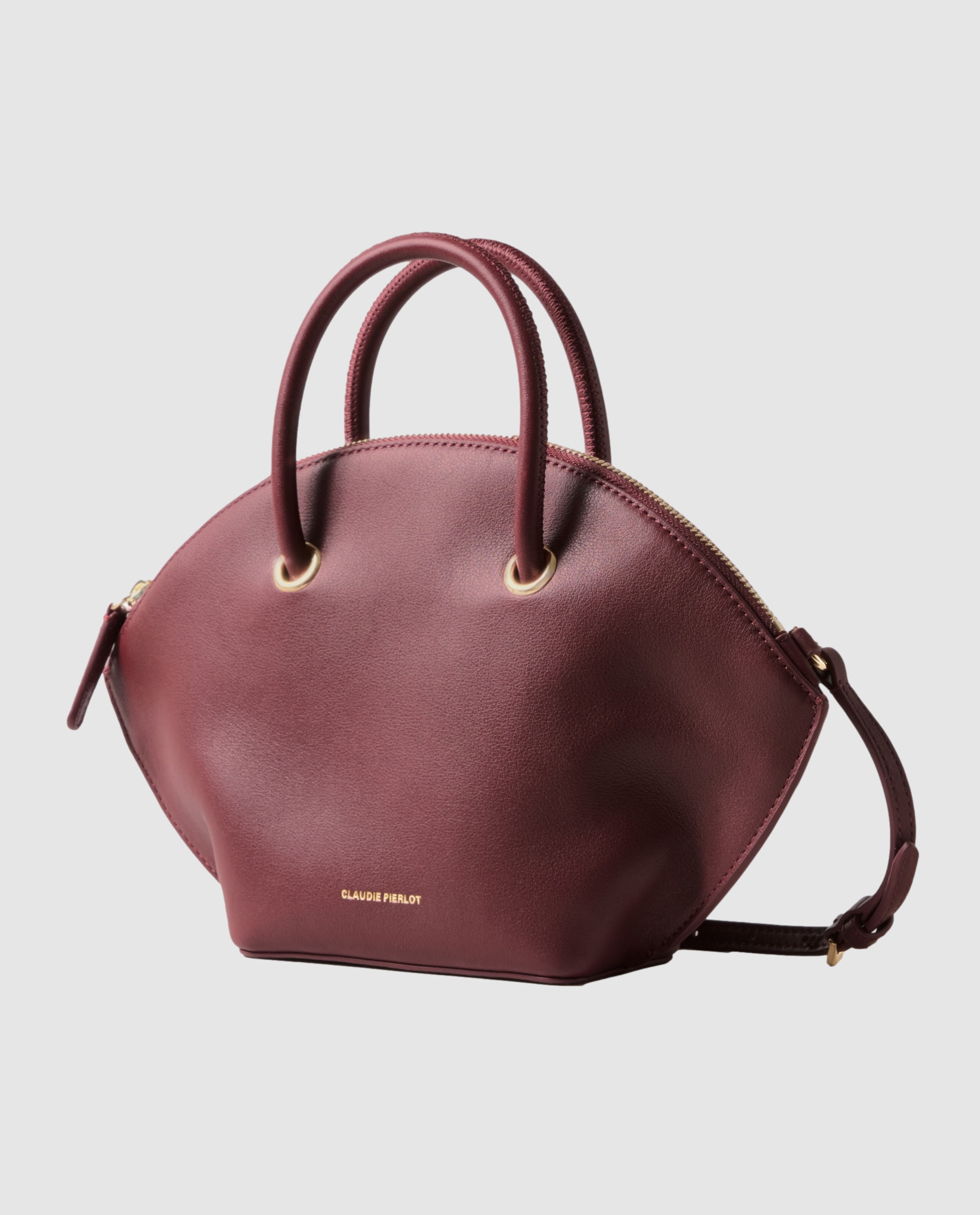 Bolso de mano de piel lisa multiposición con cierre de cremallera y anillas doradas - Claudie Pierlot - Cereza Cereza-4