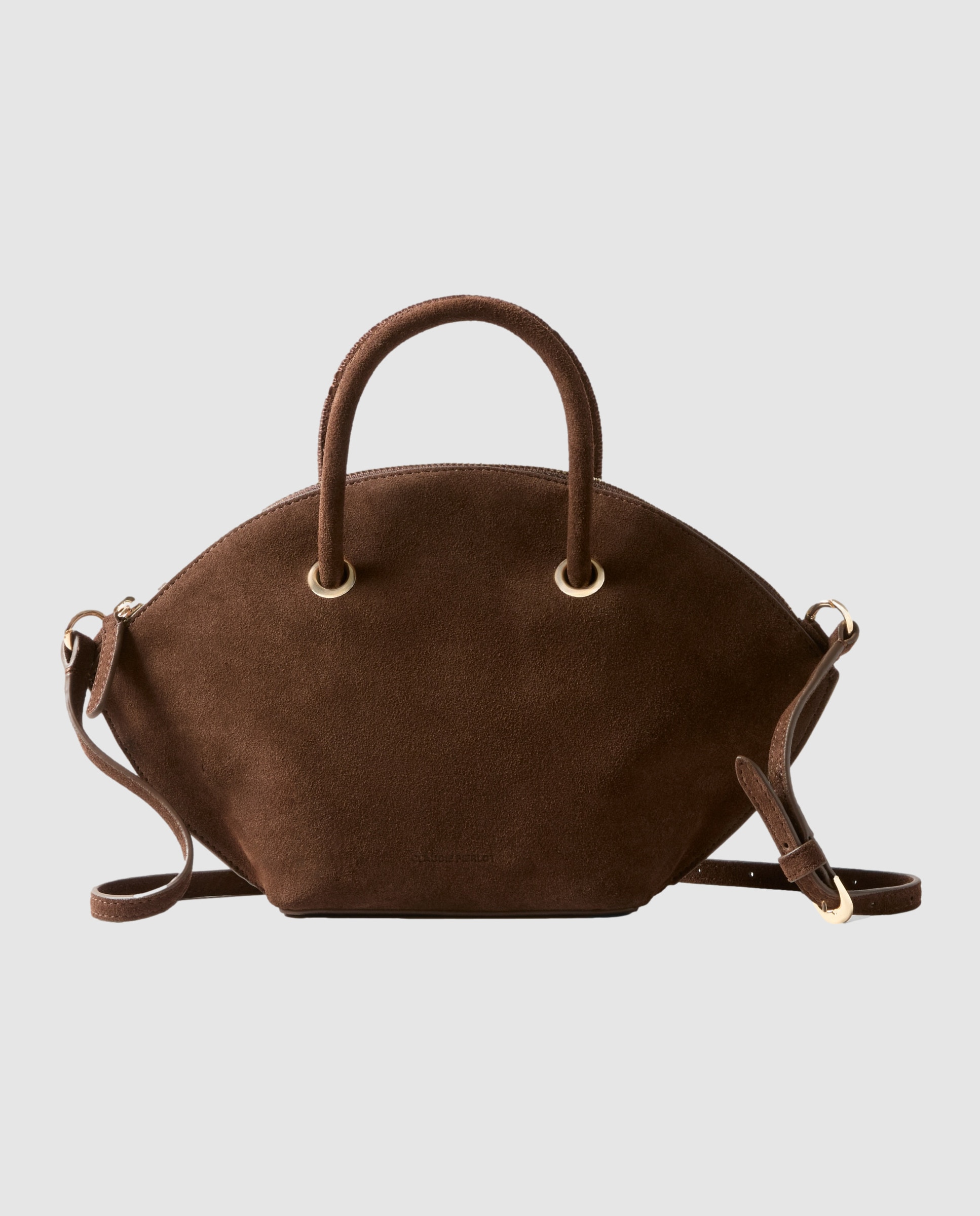 Imagen 0 de Bolso de mano de mujer en ante flexible multiposición con cremallera Marrón