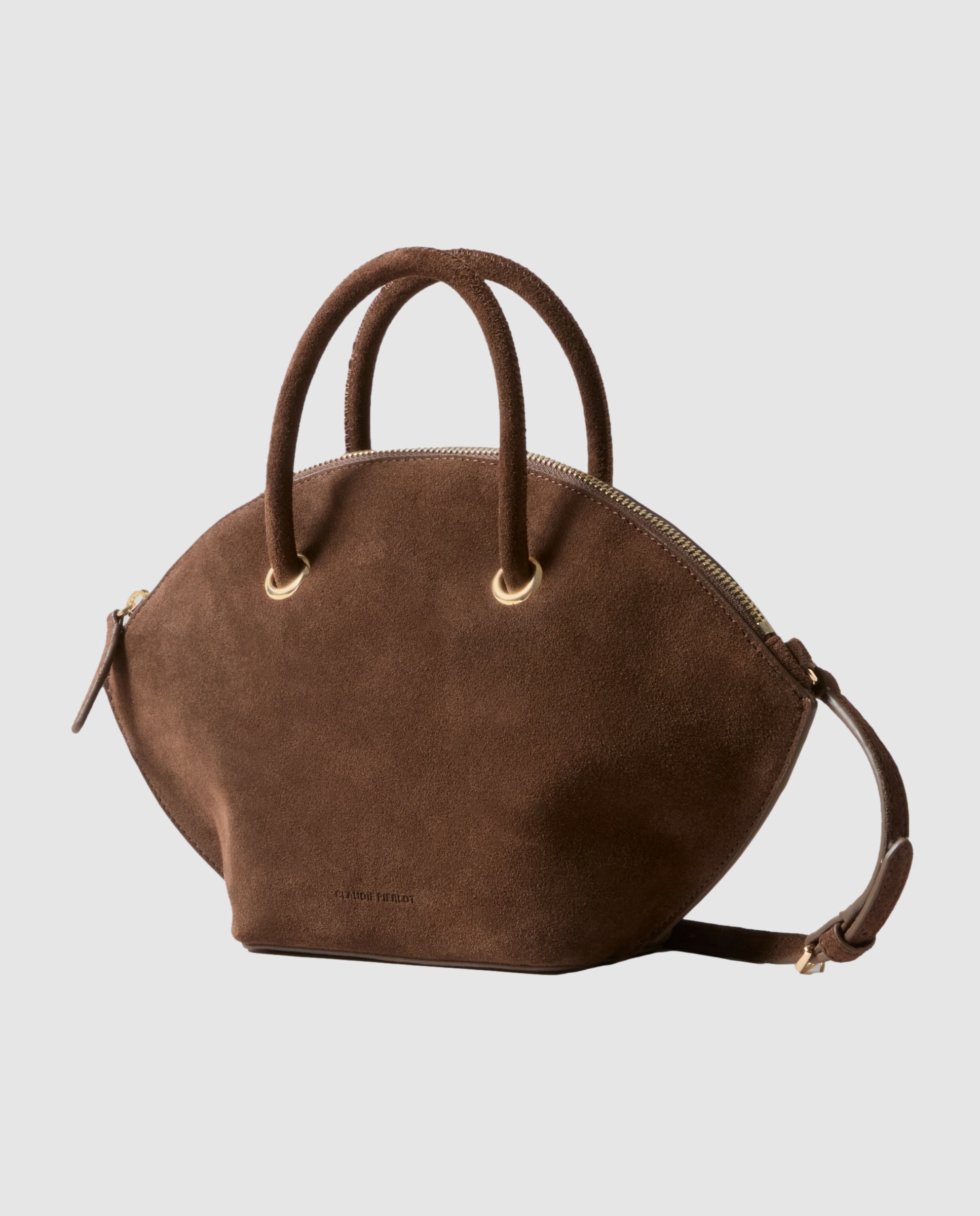 Bolso de mano de mujer en ante flexible multiposición con cremallera - Claudie Pierlot - Marrón Marrón-2
