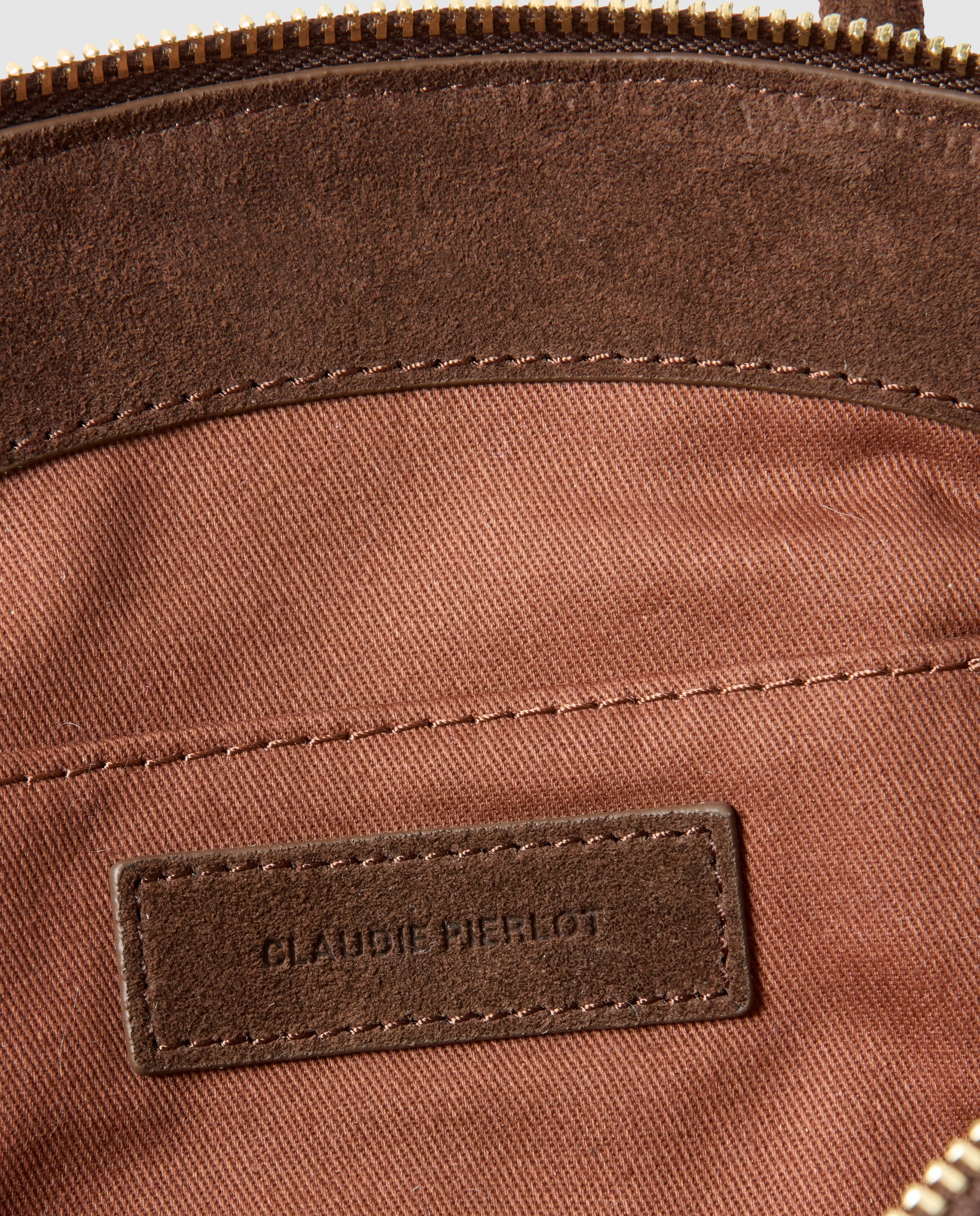 Bolso de mano de mujer en ante flexible multiposición con cremallera - Claudie Pierlot - Marrón Marrón-4