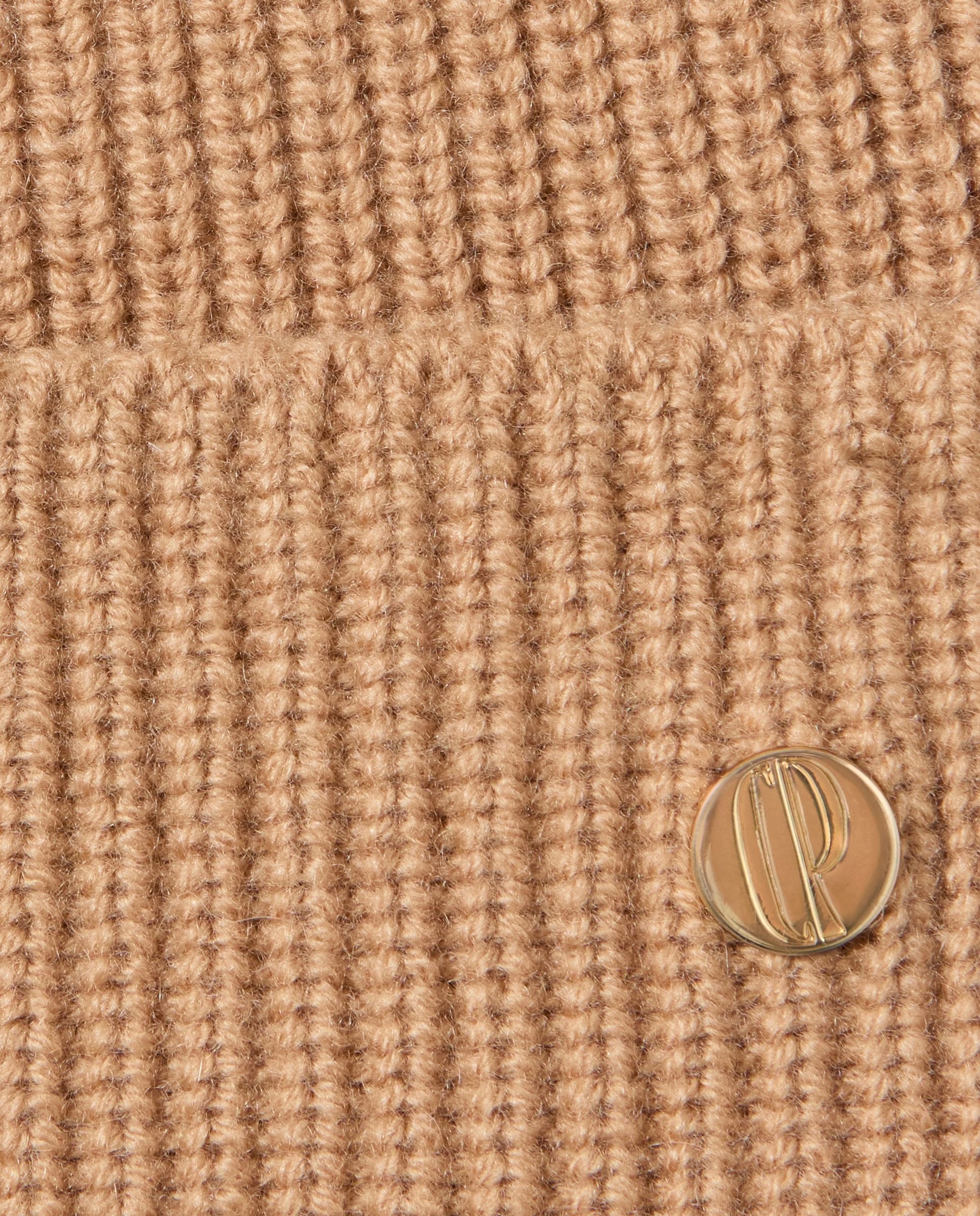 Gorro de mujer de punto de lana y cachemira de canalé grueso con vuelta - Claudie Pierlot - Beige Beige-3