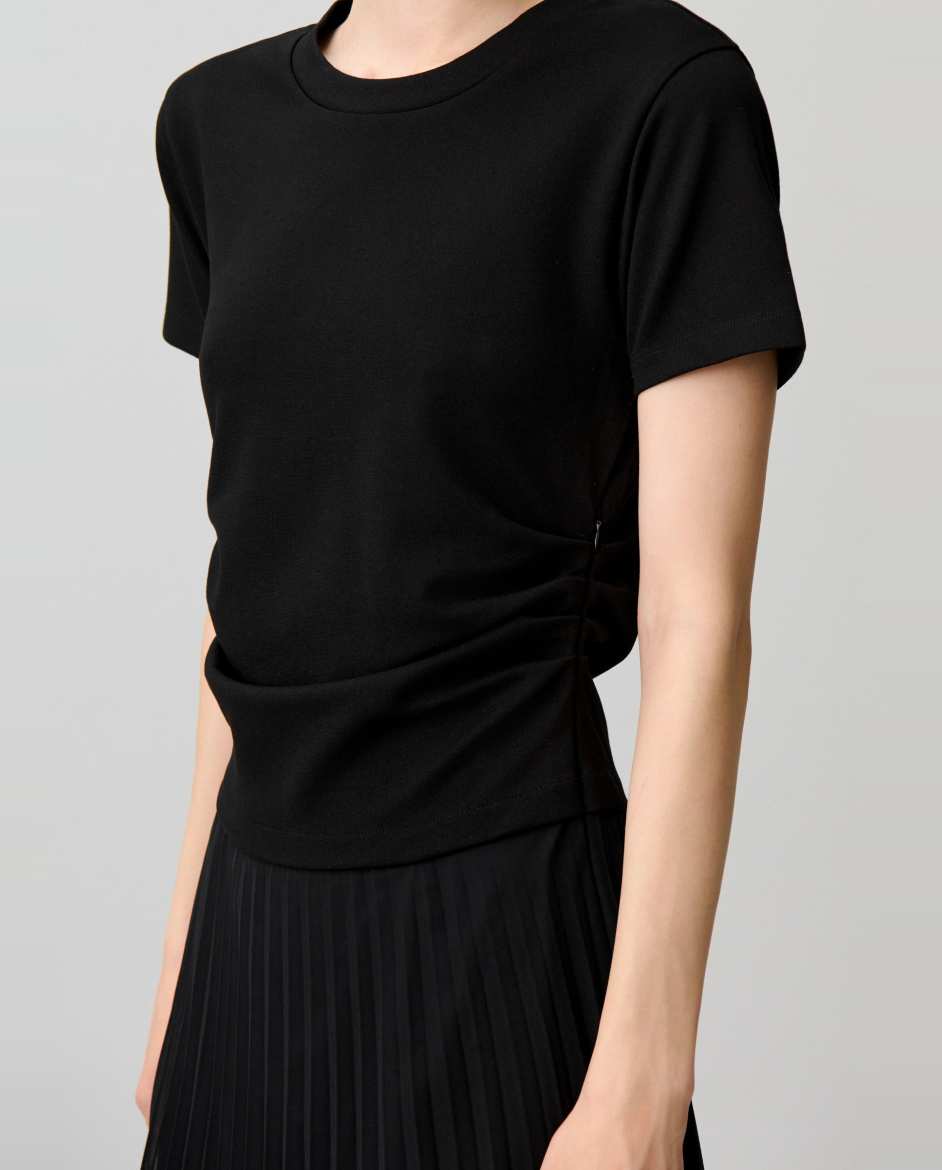 Vestido midi bimaterial plisado - Claudie Pierlot - Negro Negro-4